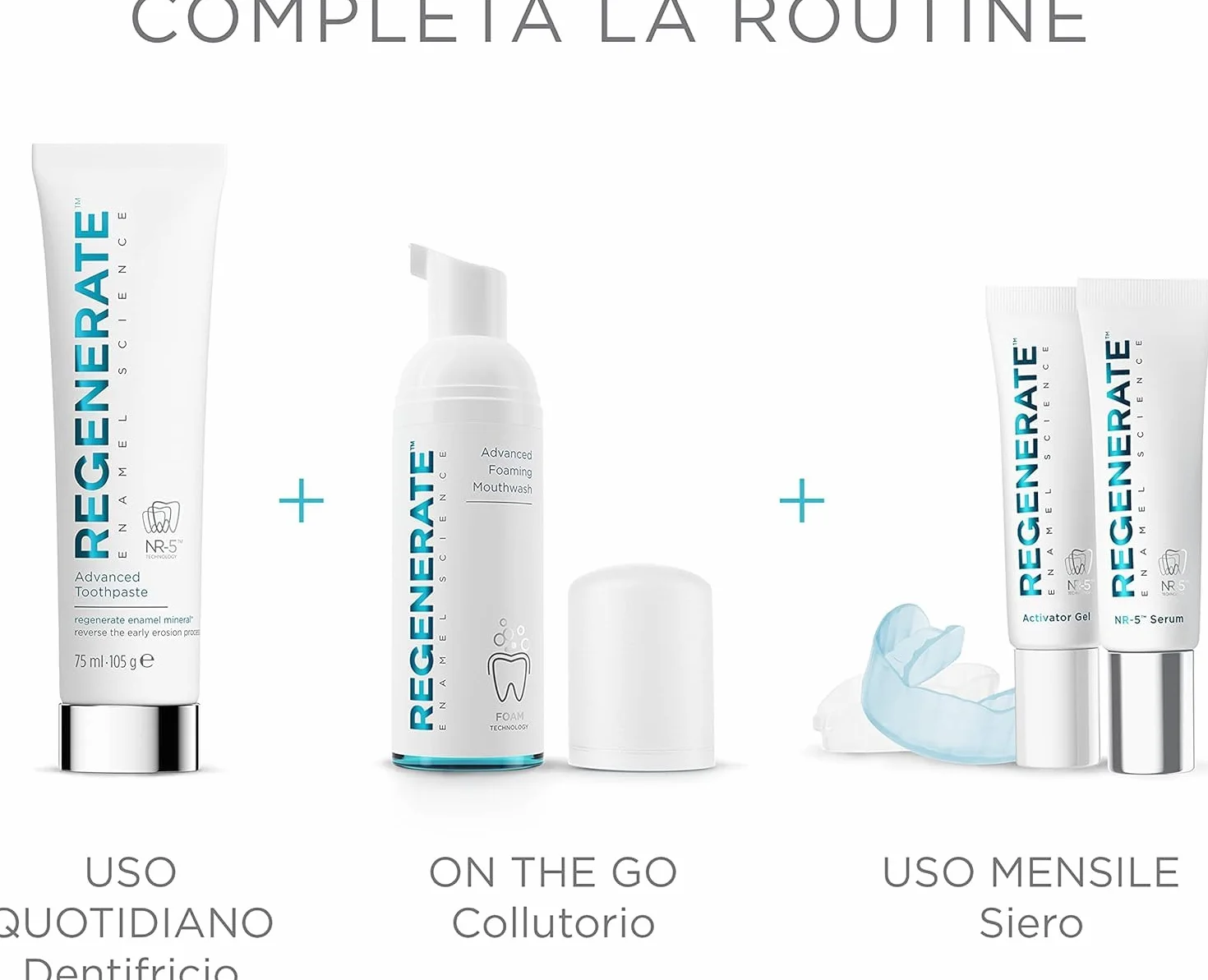 Regenerate Dentifricio Avanzato 75 ml, Rigenerazione Smalto Dentale, Antierosione, Protezione Denti, NR-5, Gusto Menta