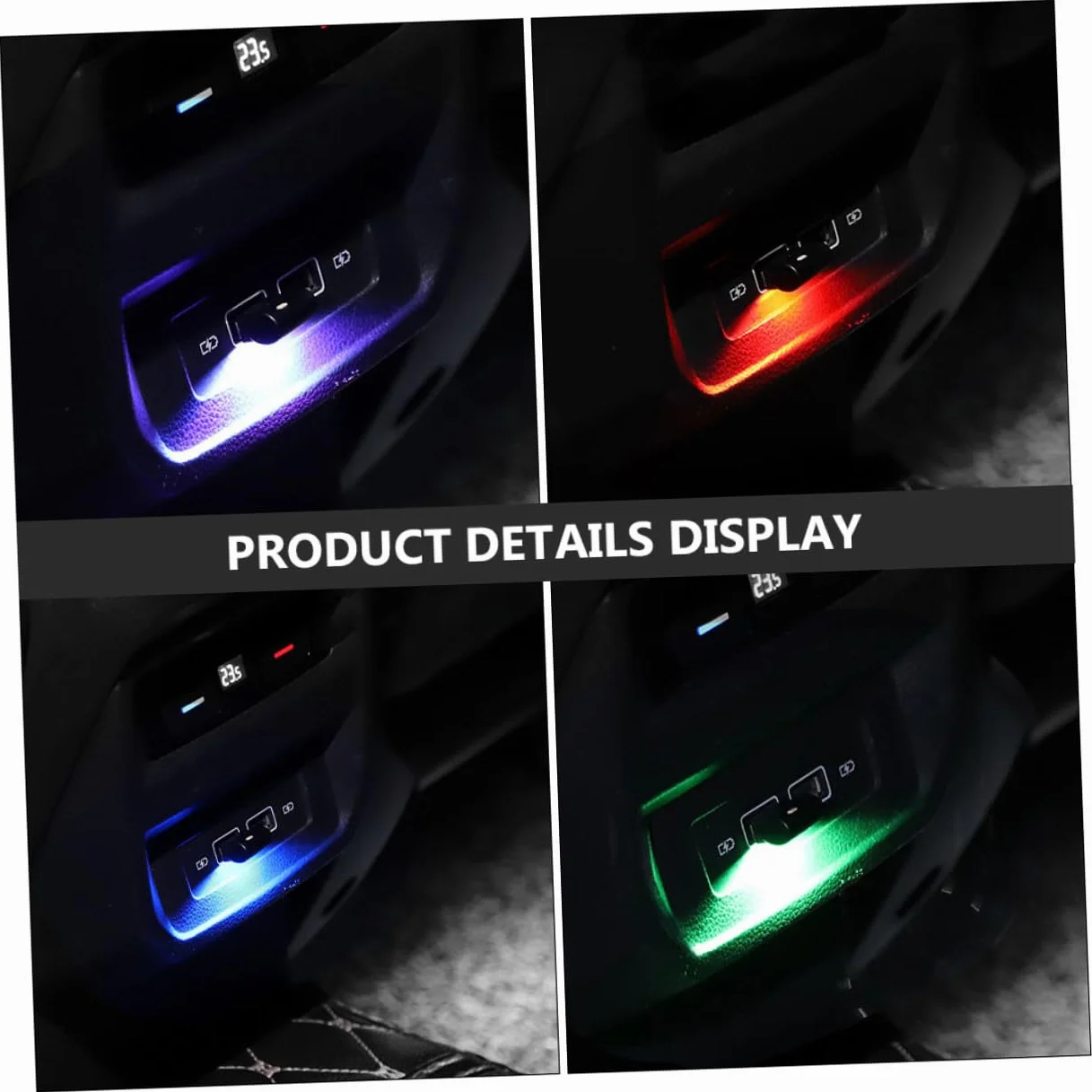 ULTECHNOVO 2 Pezzi Luci LED per Auto Interni USB Lampade Atmosfera Abs Nero