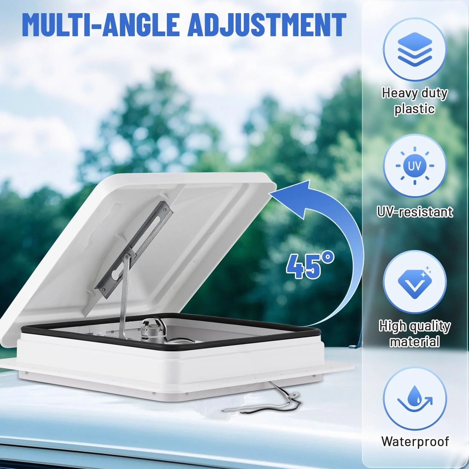 YUCHENGTECH Ventilatore da Tetto per Roulotte 14" Ventilatore per Camper 12V Ventilazione da Tetto con Telecomando, Basso Rumore, Impermeabile per Camper, Roulotte, Rimorchi