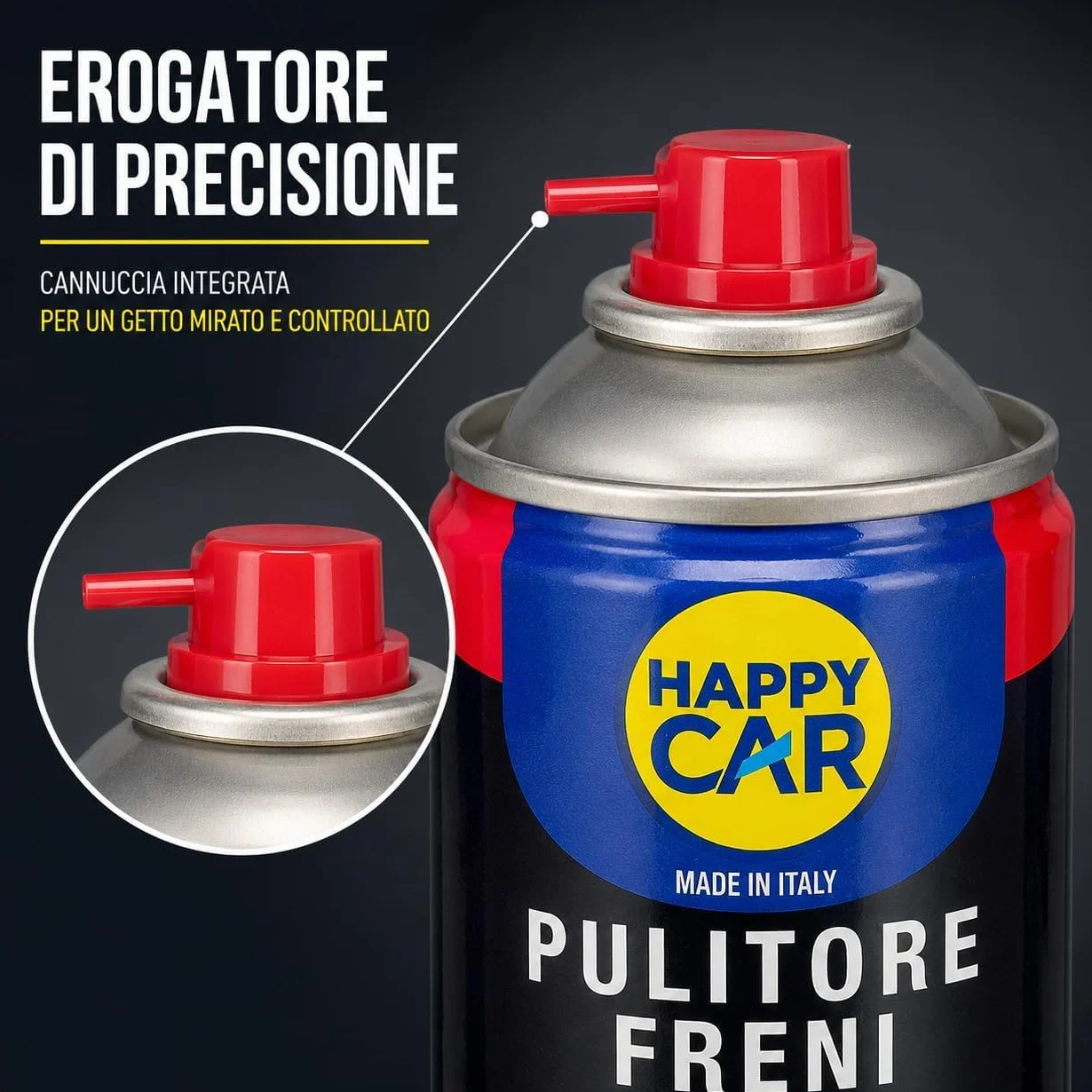 HappyCar Pulitore Freni Spray per Pulizia Auto e Moto 600ml - Detergente Professionale per Dischi, Tamburi e Pinze - Rimuove Grasso, Olio e Polvere - Made in Italy (3 unità)