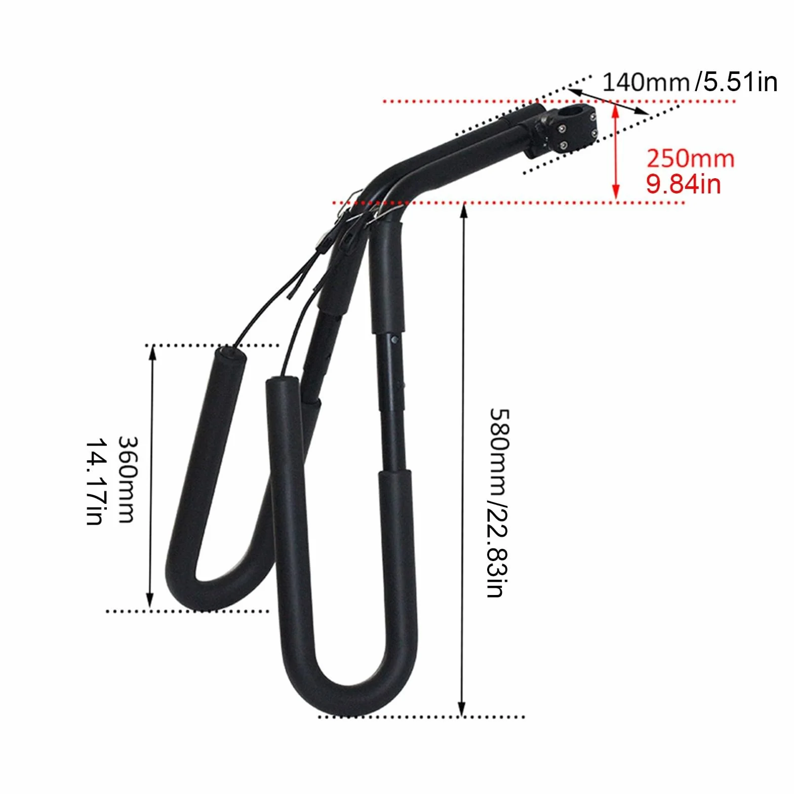 Porta tavola da surf per bici lega alluminio montaggio rapido clip nero