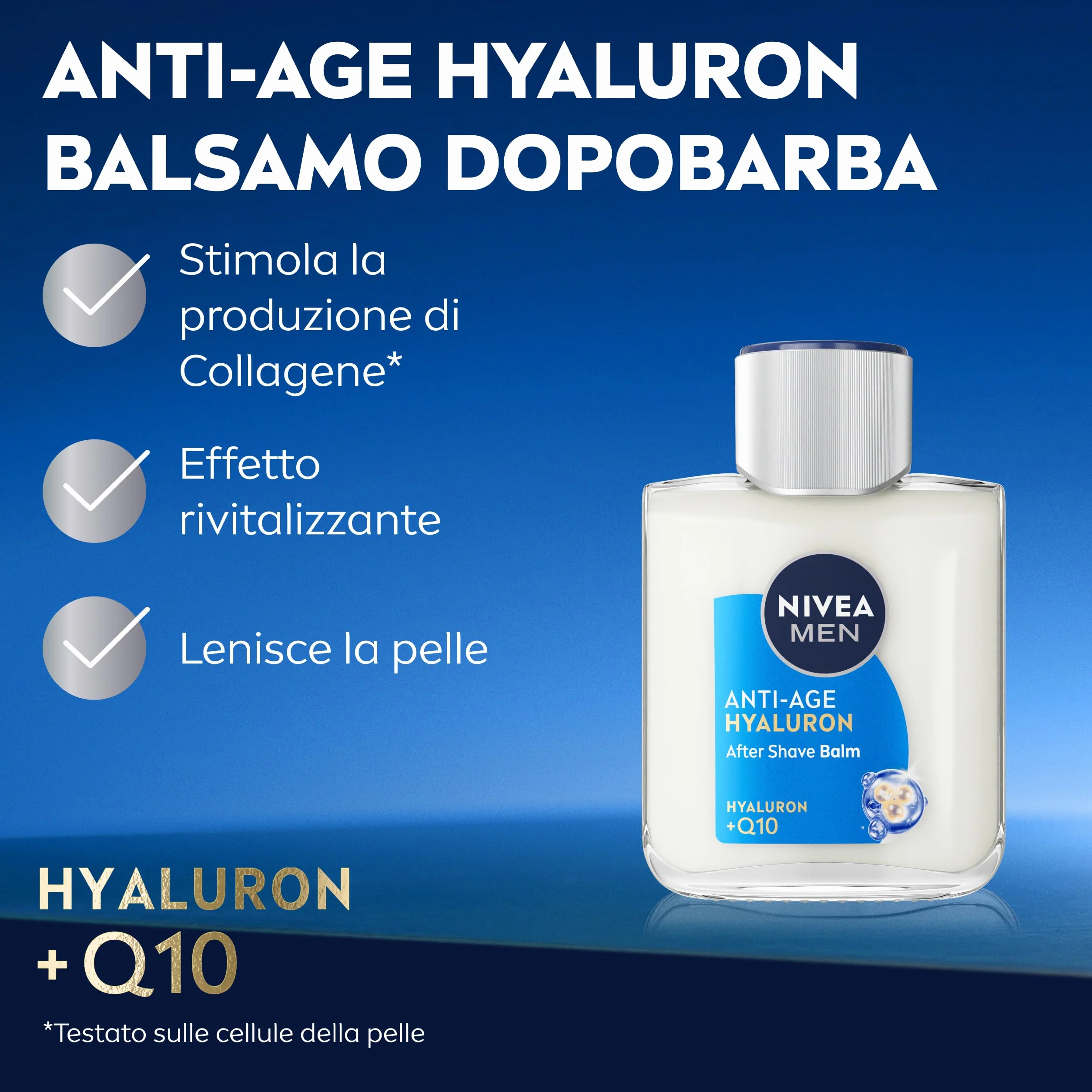 NIVEA MEN Anti-Age Hyaluron Balsamo Dopobarba Uomo 100 ml Aftershave con Acido Ialuronico e Q10