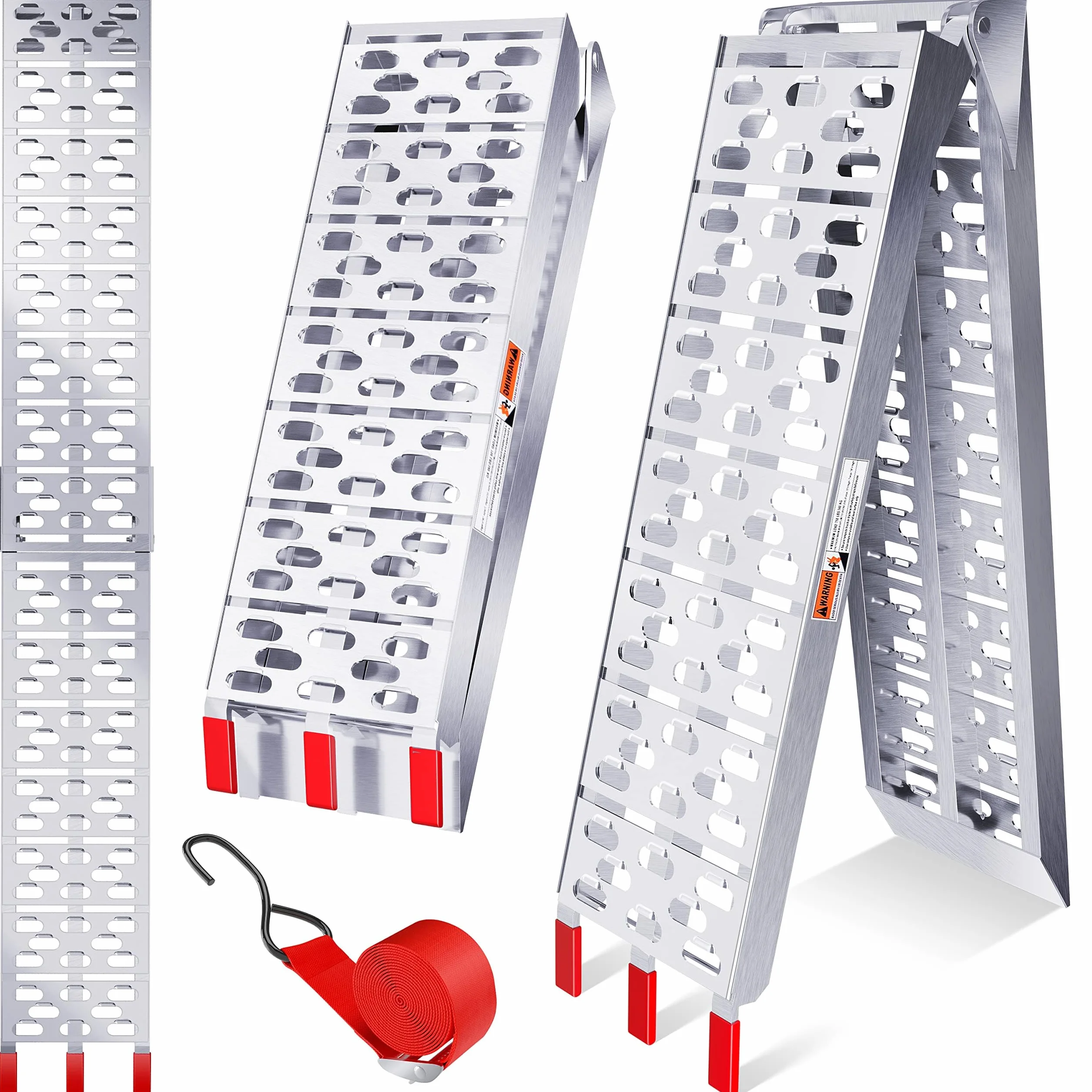 MASKO® Rampa 340kg Rampa di carico ALU pieghevole Rampa di carico Antiscivolo Pieghevole max. 340kg* per pezzo, Rampa di carico moto ATV Quad Car Car