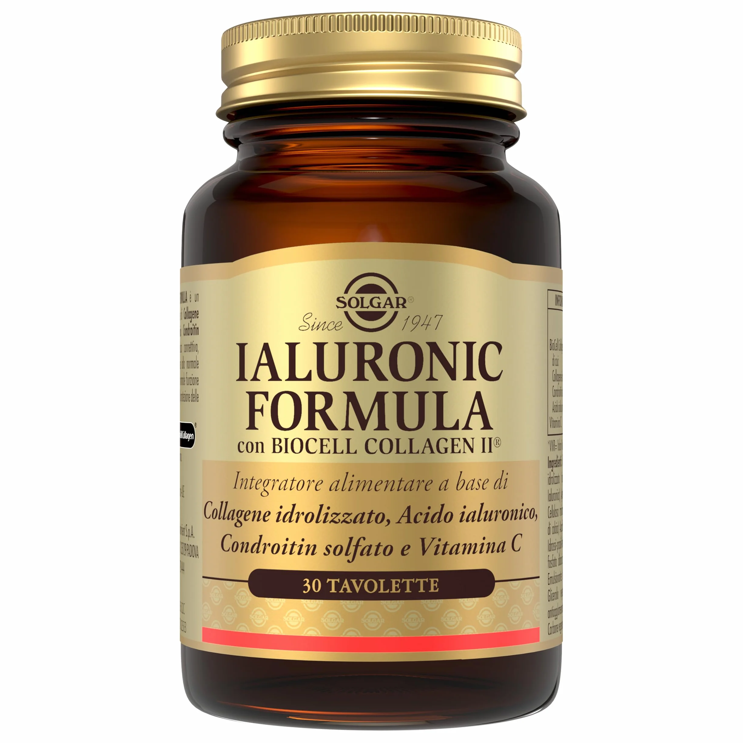 Solgar Ialuronic Formula 30 tavolette Integratore collagene idrolizzato condroitin solfato acido ialuronico
