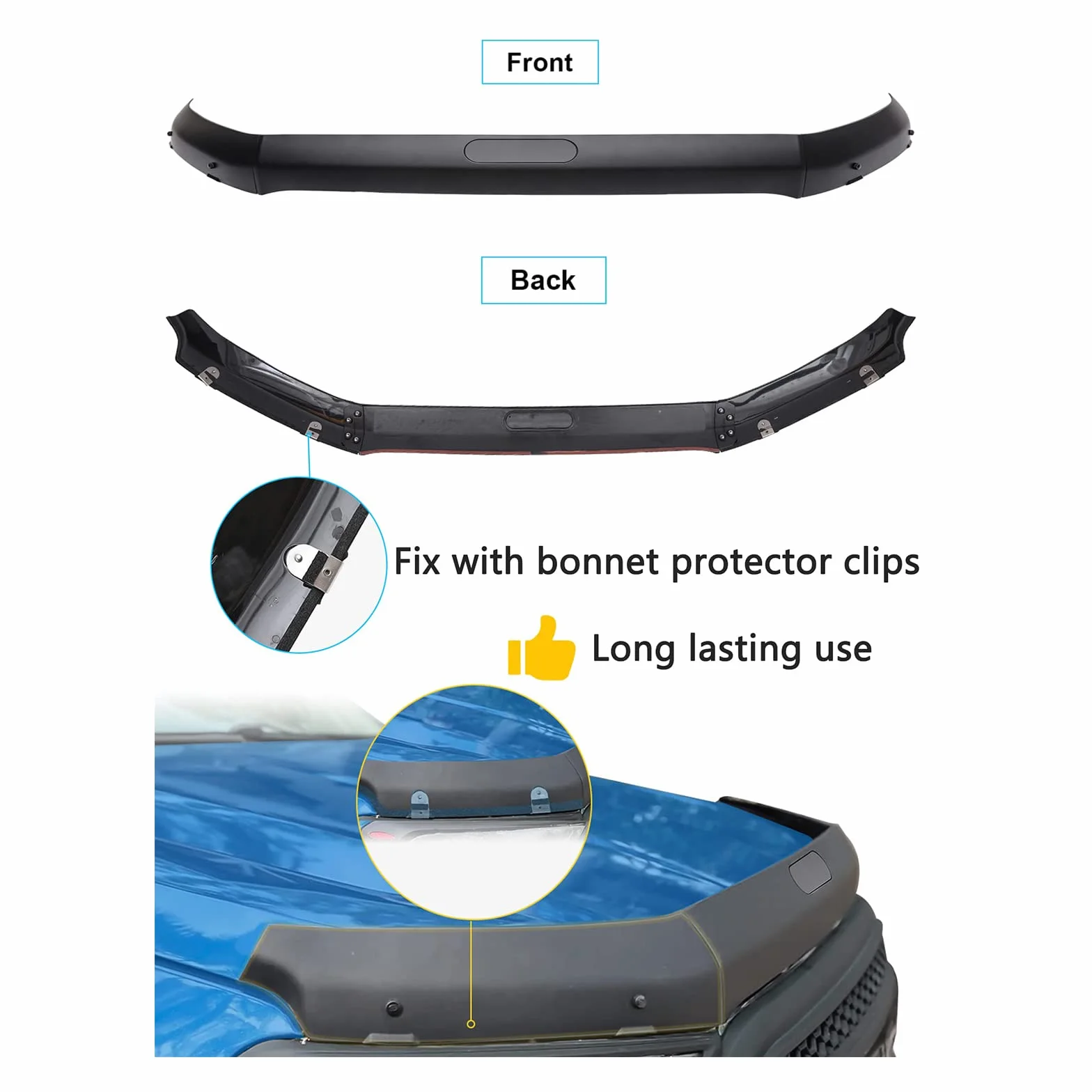 Deflettori del vento e protezione del cofano del cofano per Ford Ranger Wildtrak T7 T8 2015-2022 Raptor XL XLT Tremor Limited Platinum MK2 MK3 (protezione del cofano)