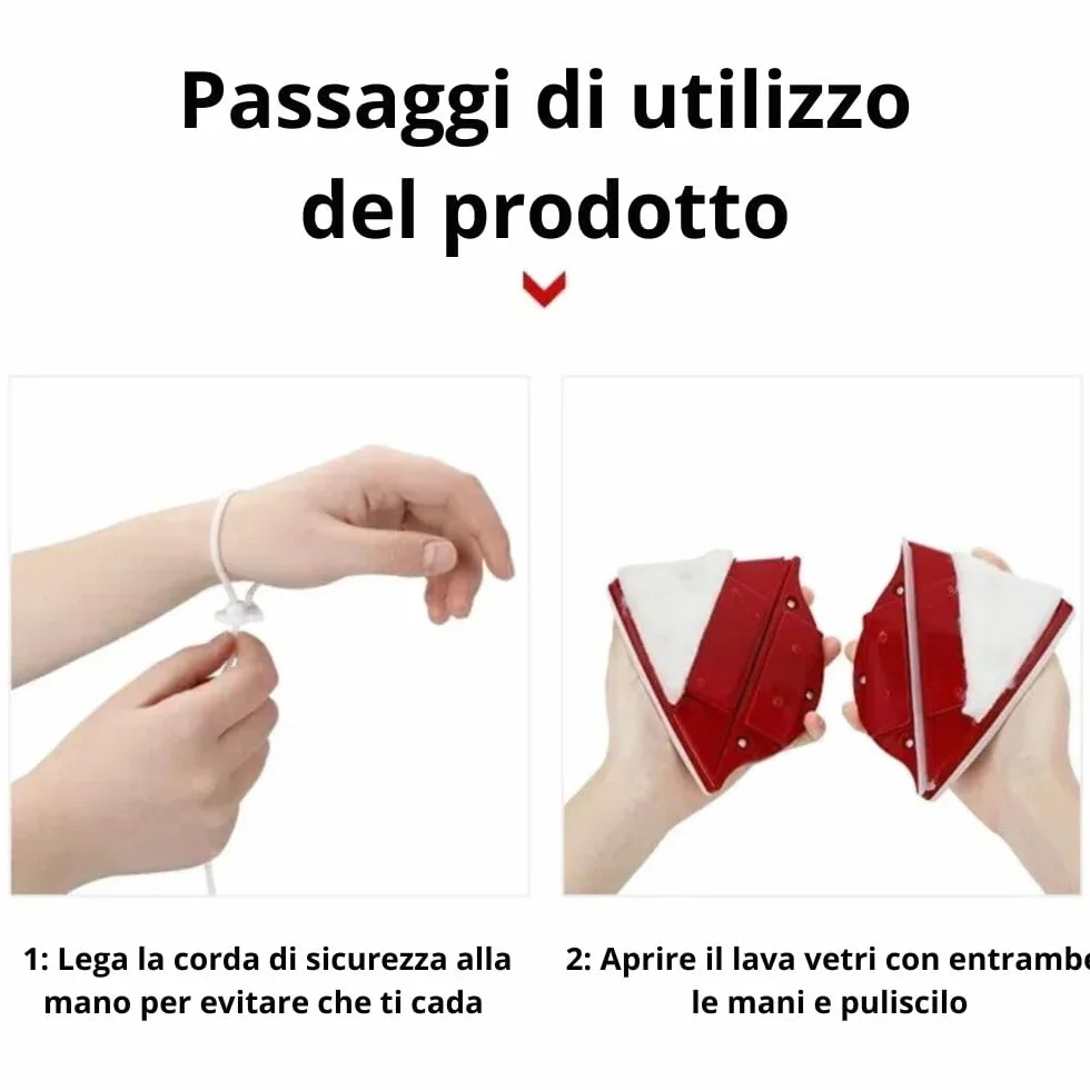 Lavavetri magnetico per vetro singolo 5-13 mm pulisci vetri esterni con cordino panno in microfibra