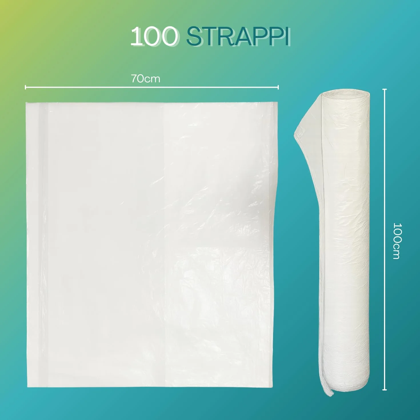 VIRSUS 100 Sacchi per Pneumatici universali in Plastica 100x70 cm Rotolo a Strappo Bianco per Stoccaggio Ruote 17 Pollici