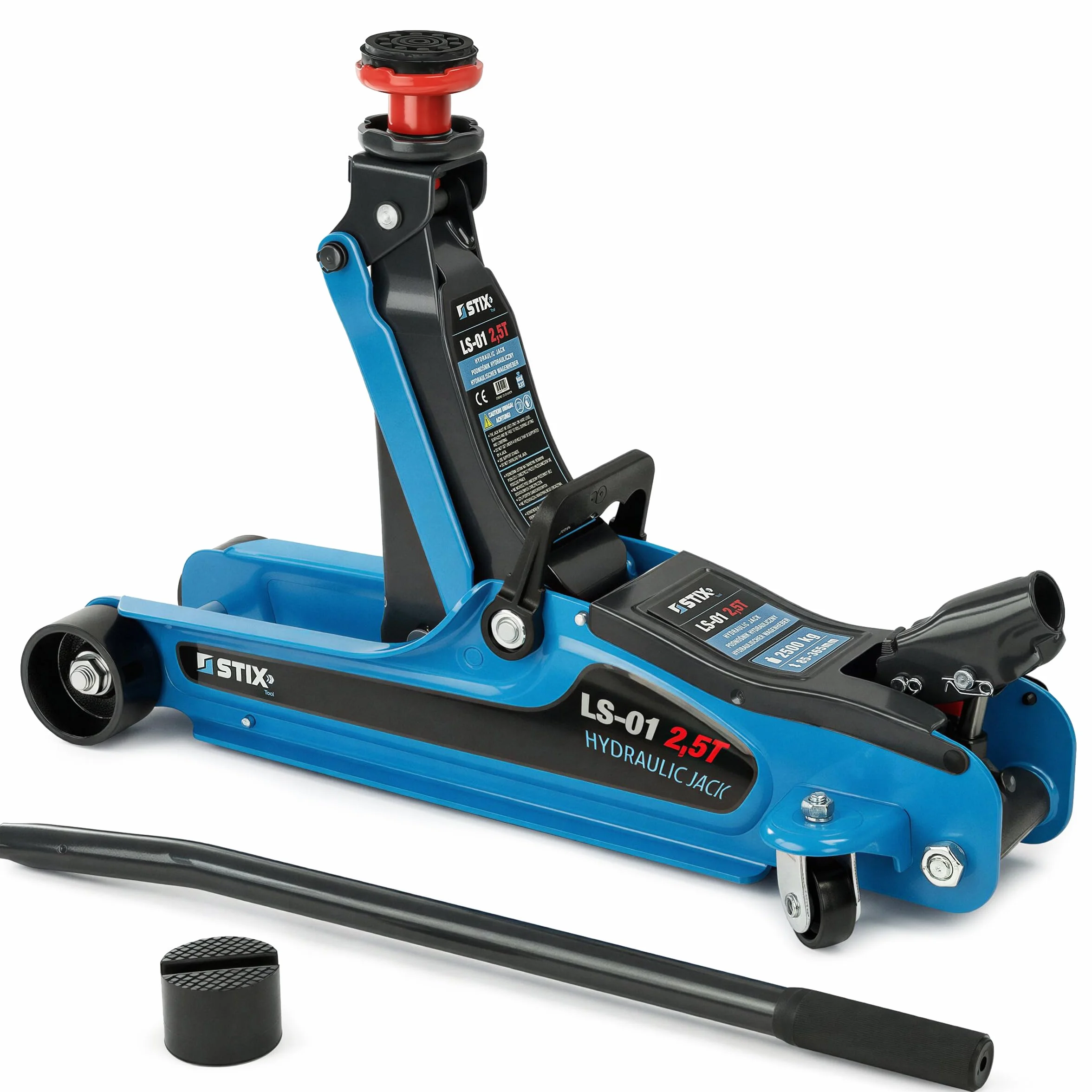 Cric Sollevatore Idraulico 2,5T LS-01 Profilo Basso 85 mm Altezza Max 365 mm Acciaio
