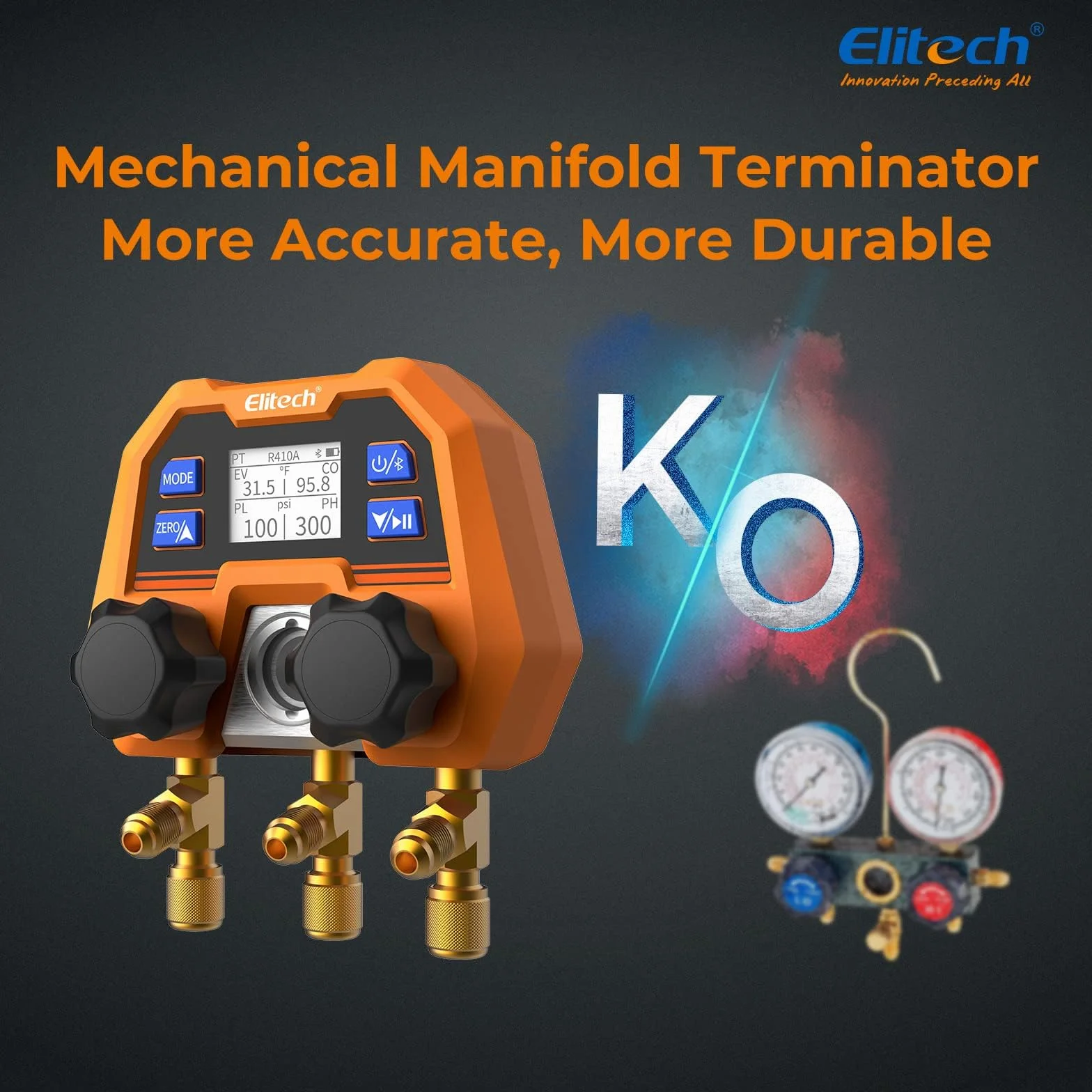 Elitech Misuratore di Refrigerante Manometro Digitale per Collettori HVAC DMG-4B