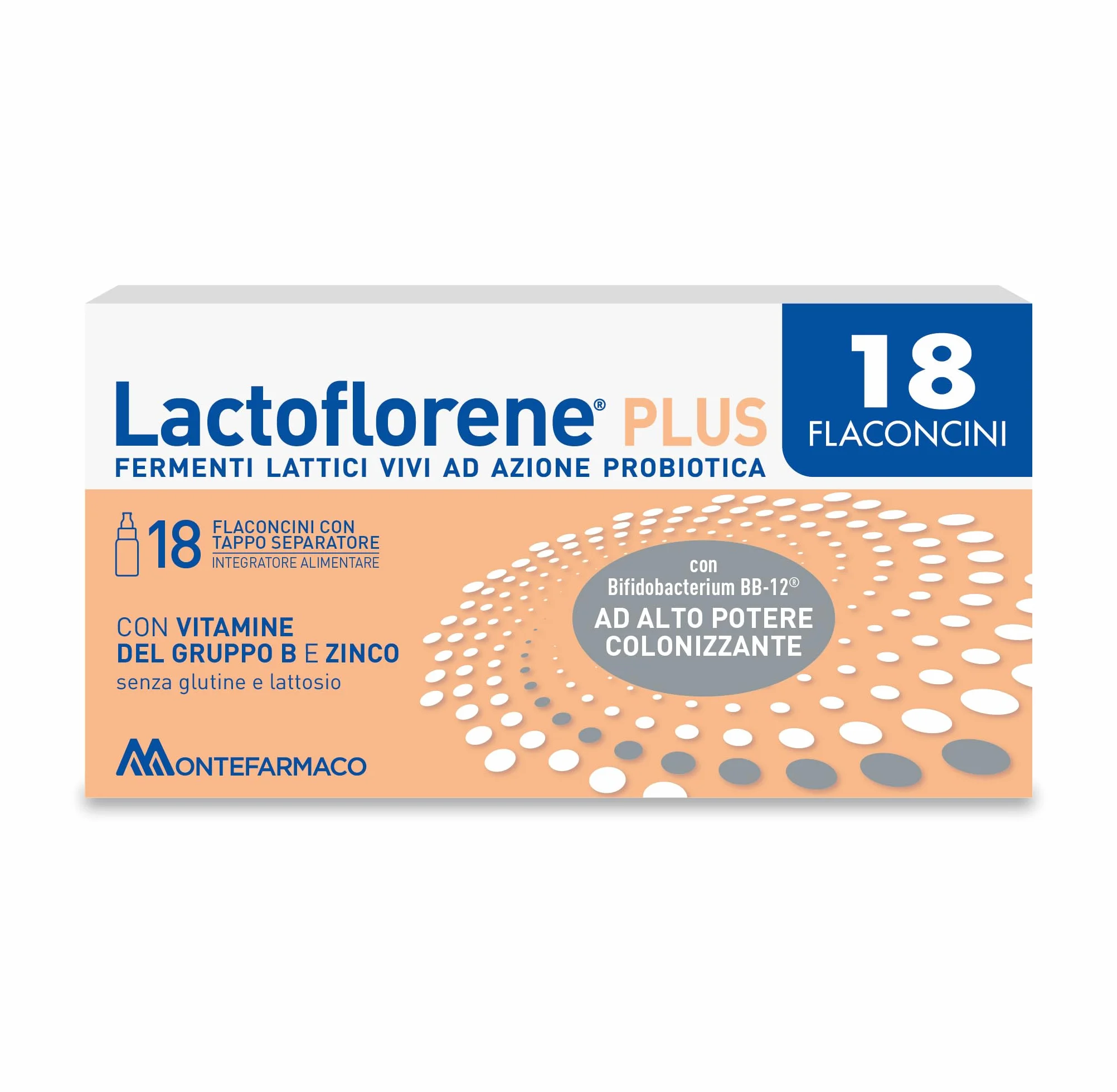 Lactoflorene Plus Integratore Fermenti Lattici Vivi con Zinco e Vitamine B 18 Flaconcini