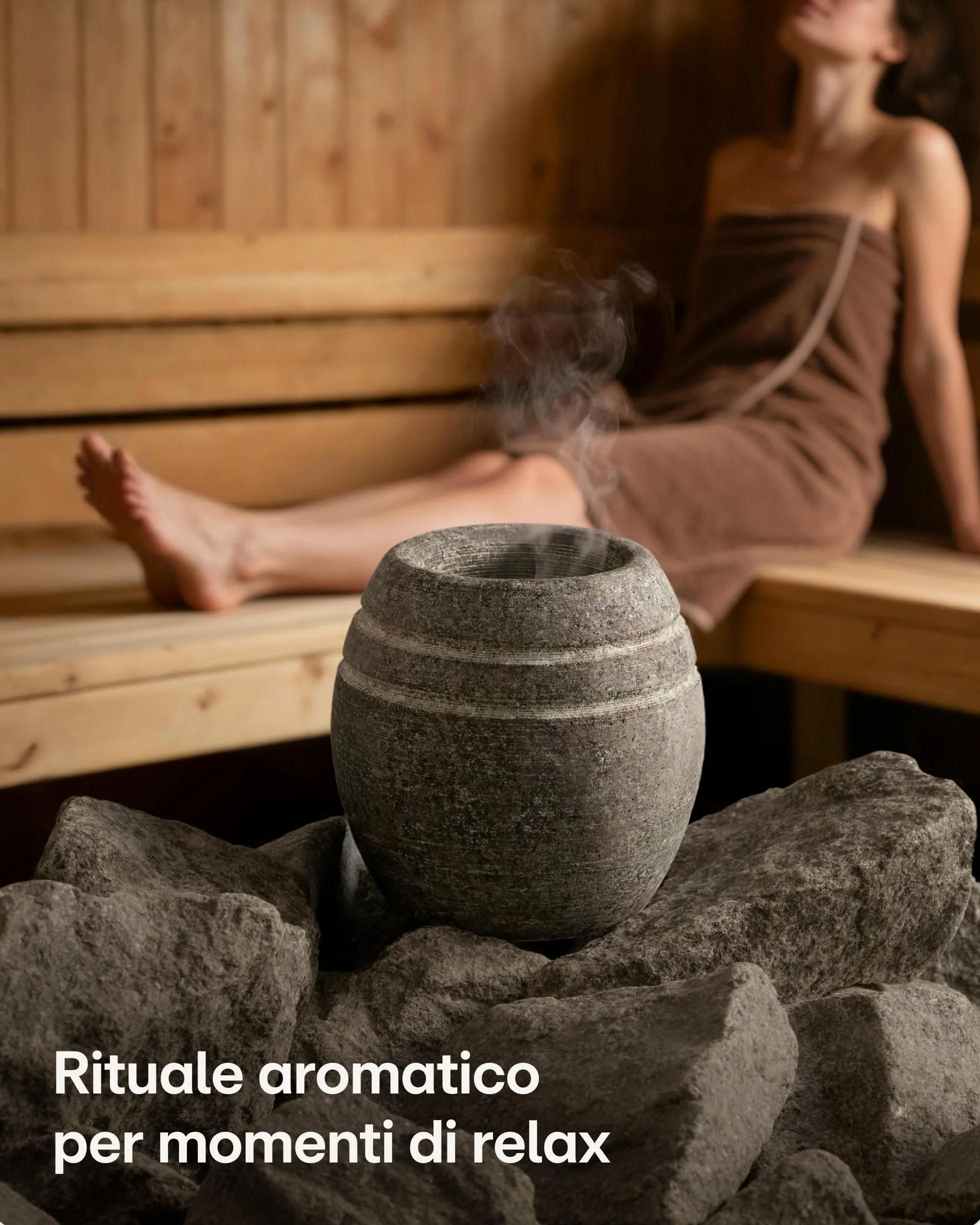 Praknu Uovo per sauna in granito robusto – Ciotola per infusi e oli – Formato compatto
