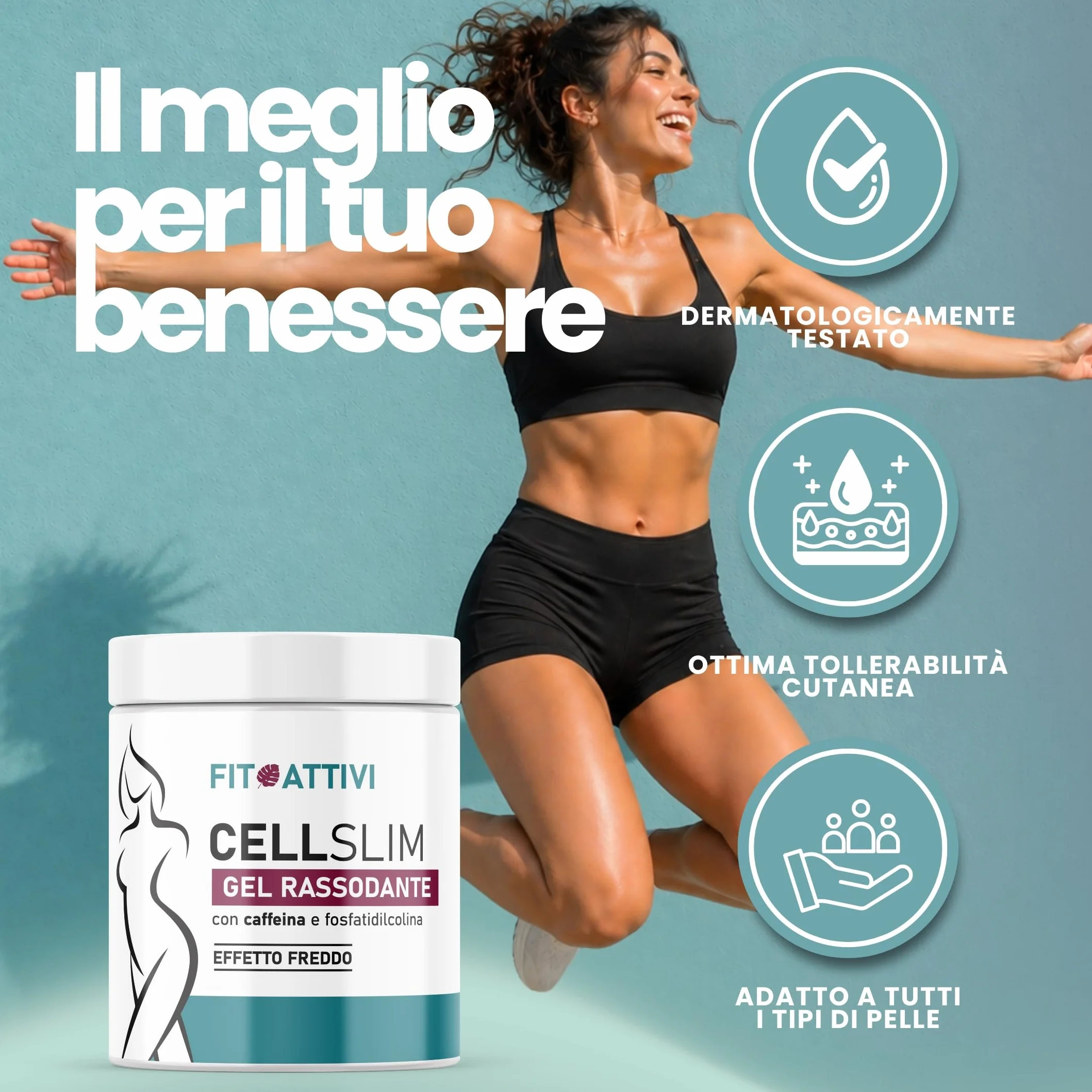 Crema Anticellulite Forte Rassodante Tonificante Effetto Freddo 550ml z Caffeiną, Mentolem i Fosfatidilcoliną, do Nóg, Pośladków i Brzucha