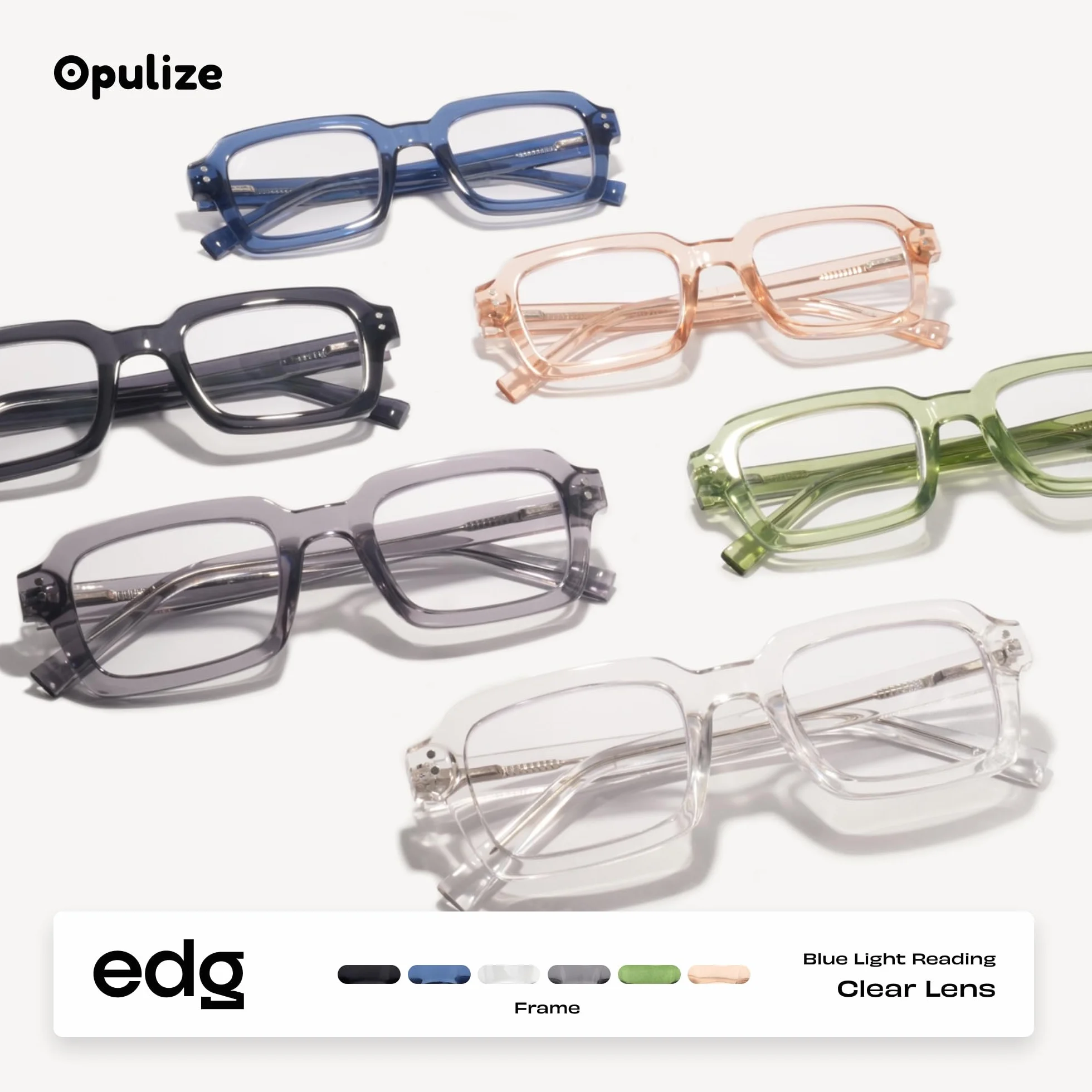 OPULIZE EDG Occhiali da lettura Anti Luce Blu Lenti Antiriflesso Protezione UV Rettangolare Cerniere a Molla Confezione da 2 Nero +1,50