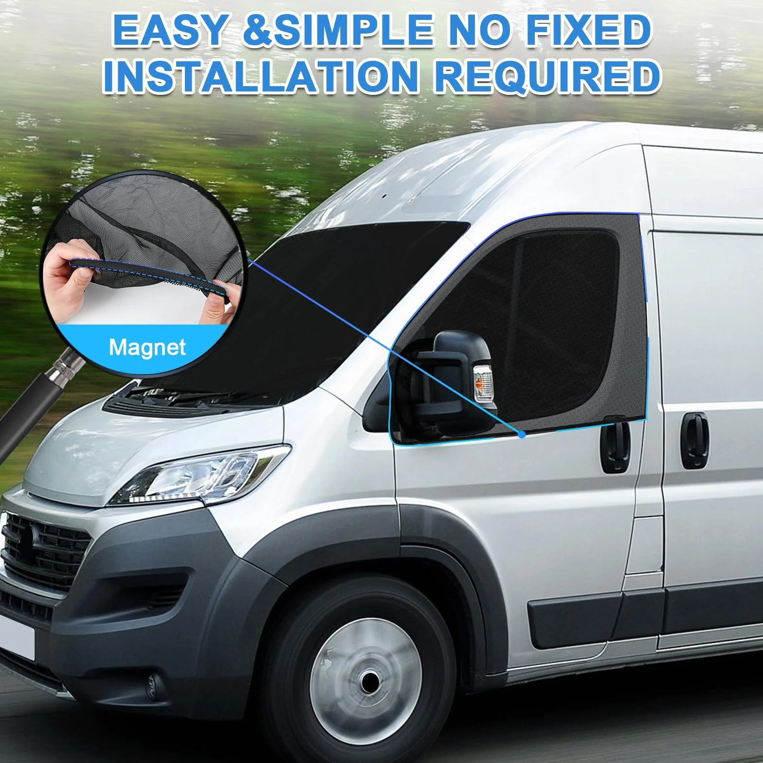 Zanzariera Magnetyczna Fiat Ducato Peugeot Boxer Citroen Relay 2006-2025, Zestaw 2 Sztuk