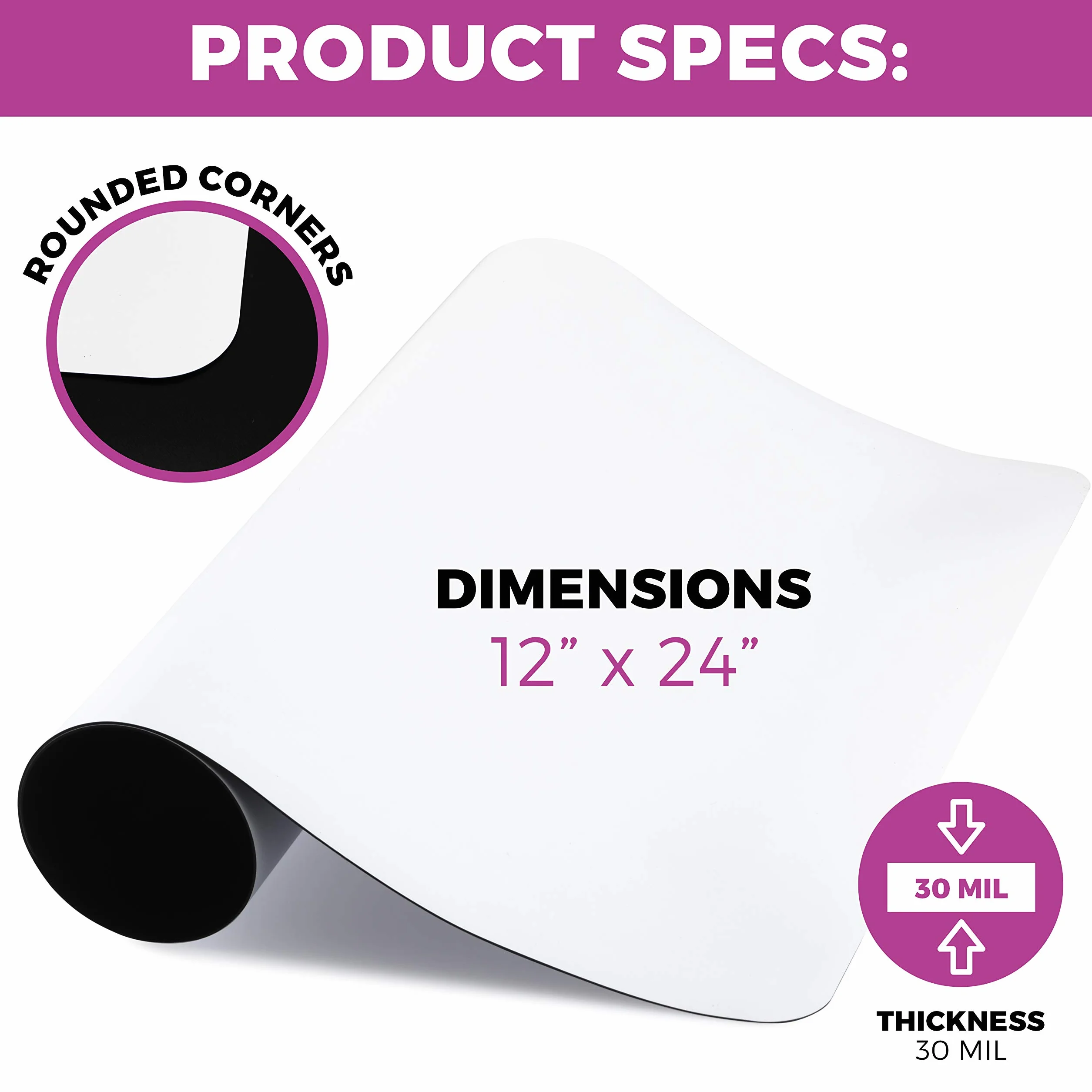 Set di 2 magneti per portiera auto 61 x 30,5 cm cartelli magnetici resistenti PVC bianco spessore 30 mm