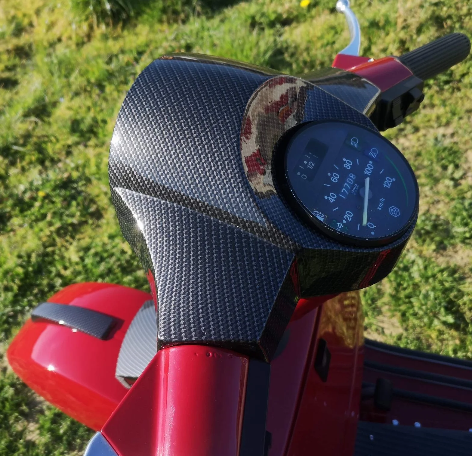 Boita 2.0 Coperchio Manubrio Coprimanubrio compatibile Vespa PX Arcobaleno Carbonio Nero Lucido