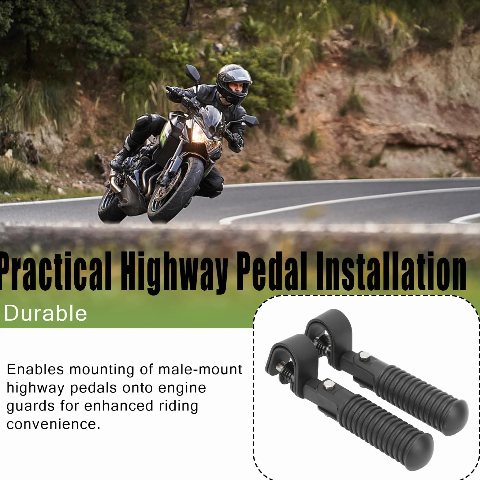 Pedane per moto Pedane per autostrada per barre di protezione Morsetto Supporto per poggiapiedi Protezione per barra di protezione motore Pedane per moto Universali Pratiche 1In (Noir)