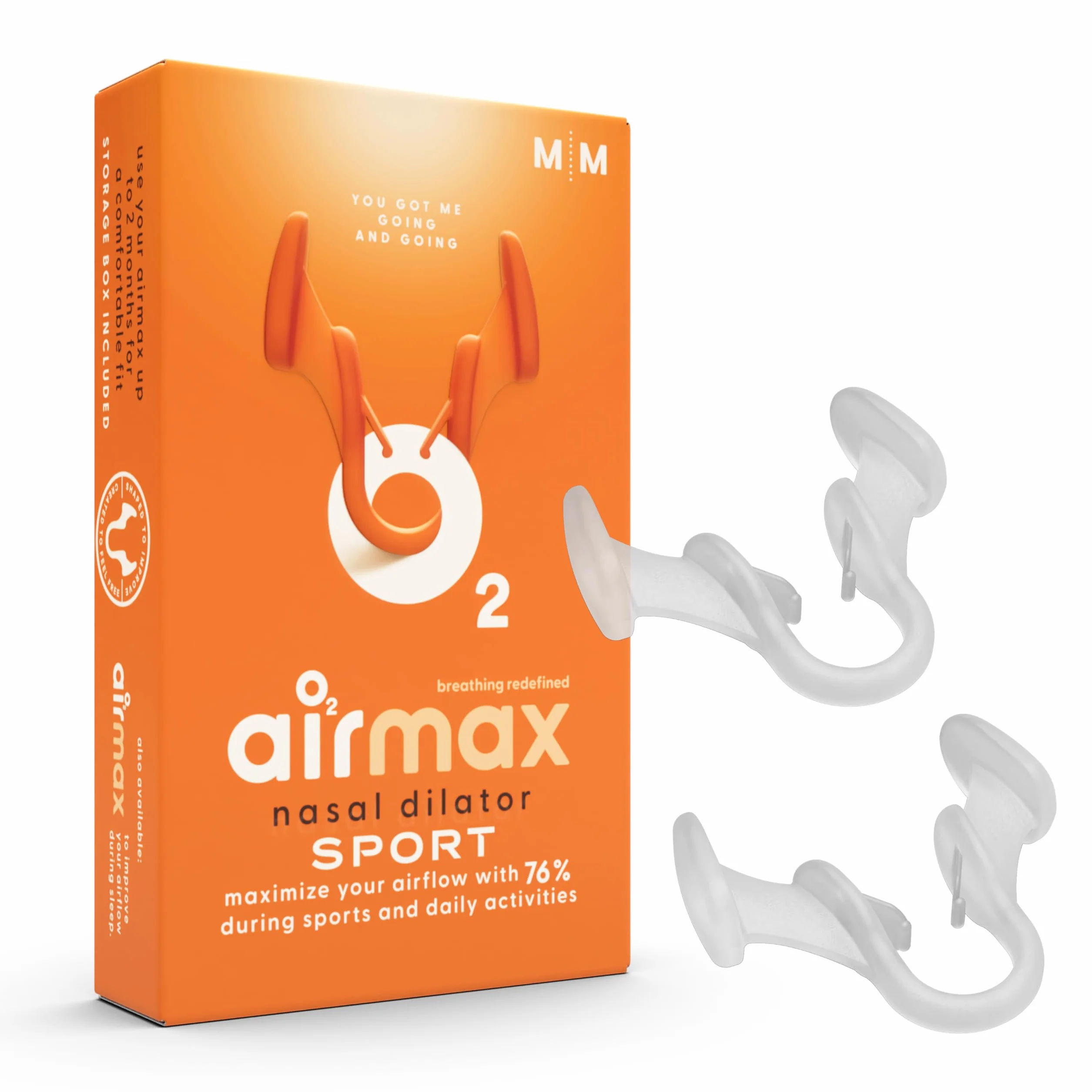 Dilatatore nasale Airmax Versione Sport 2x sollievo medio 6 mesi per congestione nasale
