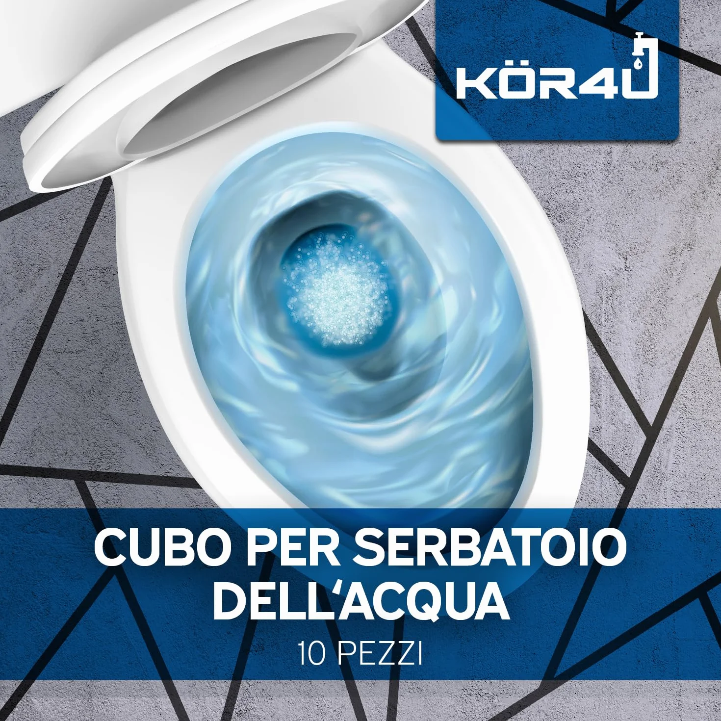 kör4u Cubetti per serbatoio dell’acqua 10 pastiglie WC blu autoattivanti pulizia calcare depositi biodegradabili