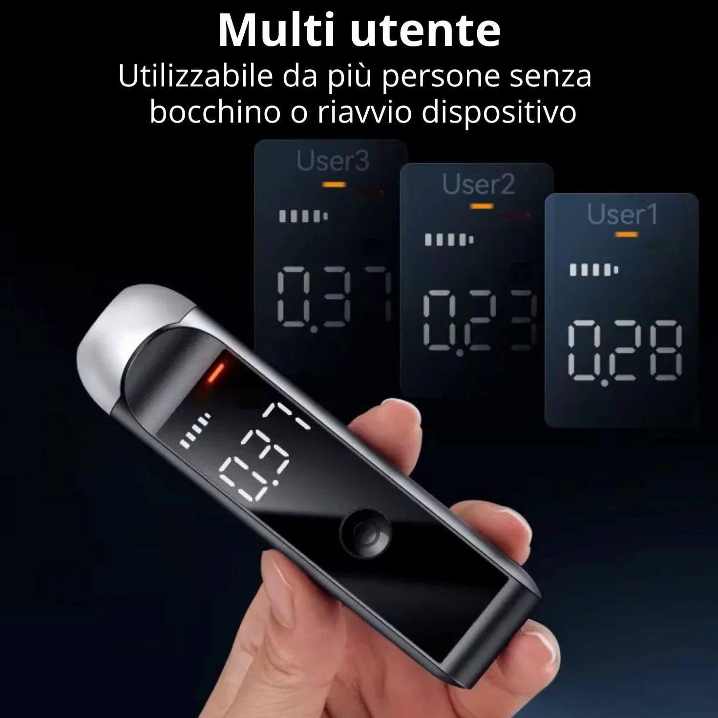 domyno Etilometro Portatile Alcol Test con Display LCD Tascabile Carica USB Alta precisione Certificato CE