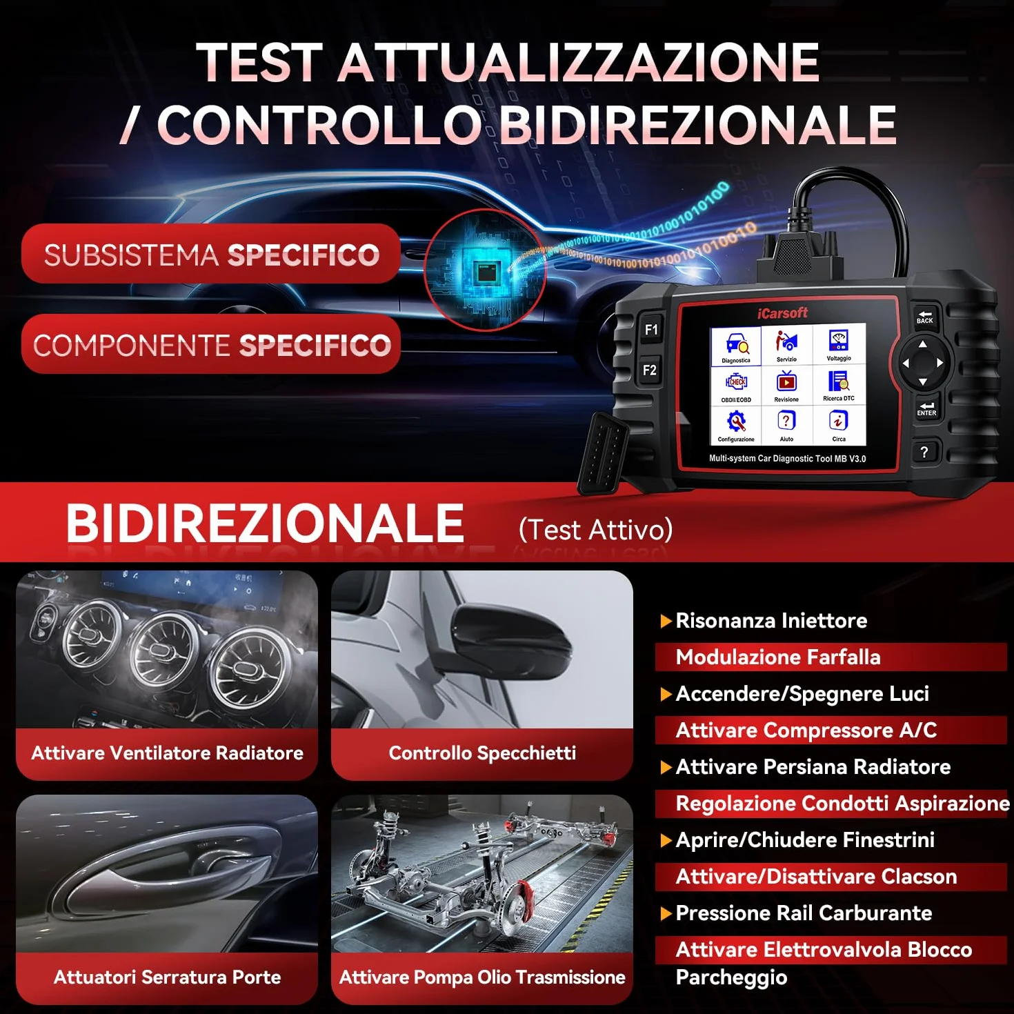 iCarsoft MB V3.0 OBD2 Diagnostica Auto per Ben.z/Sprinter/Smart 35 Funzioni di Ripristino