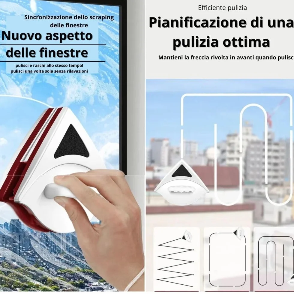 Lavavetri magnetico per vetro singolo 5-13 mm pulisci vetri esterni con cordino panno in microfibra