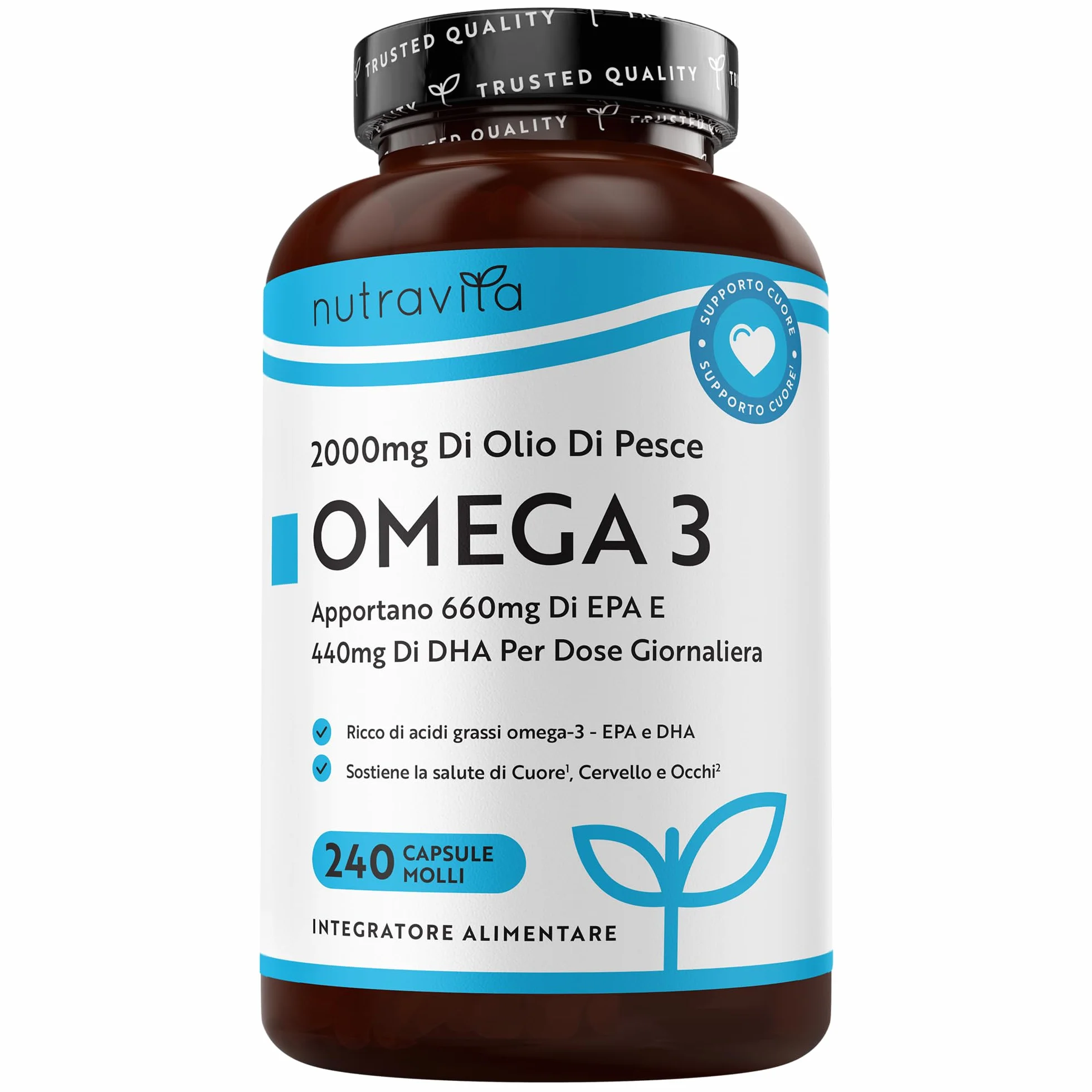 Nutravita Omega 3 Fish Oil 2000mg 660mg EPA 440mg DHA 240 Capsule Integratore Olio di Pesce