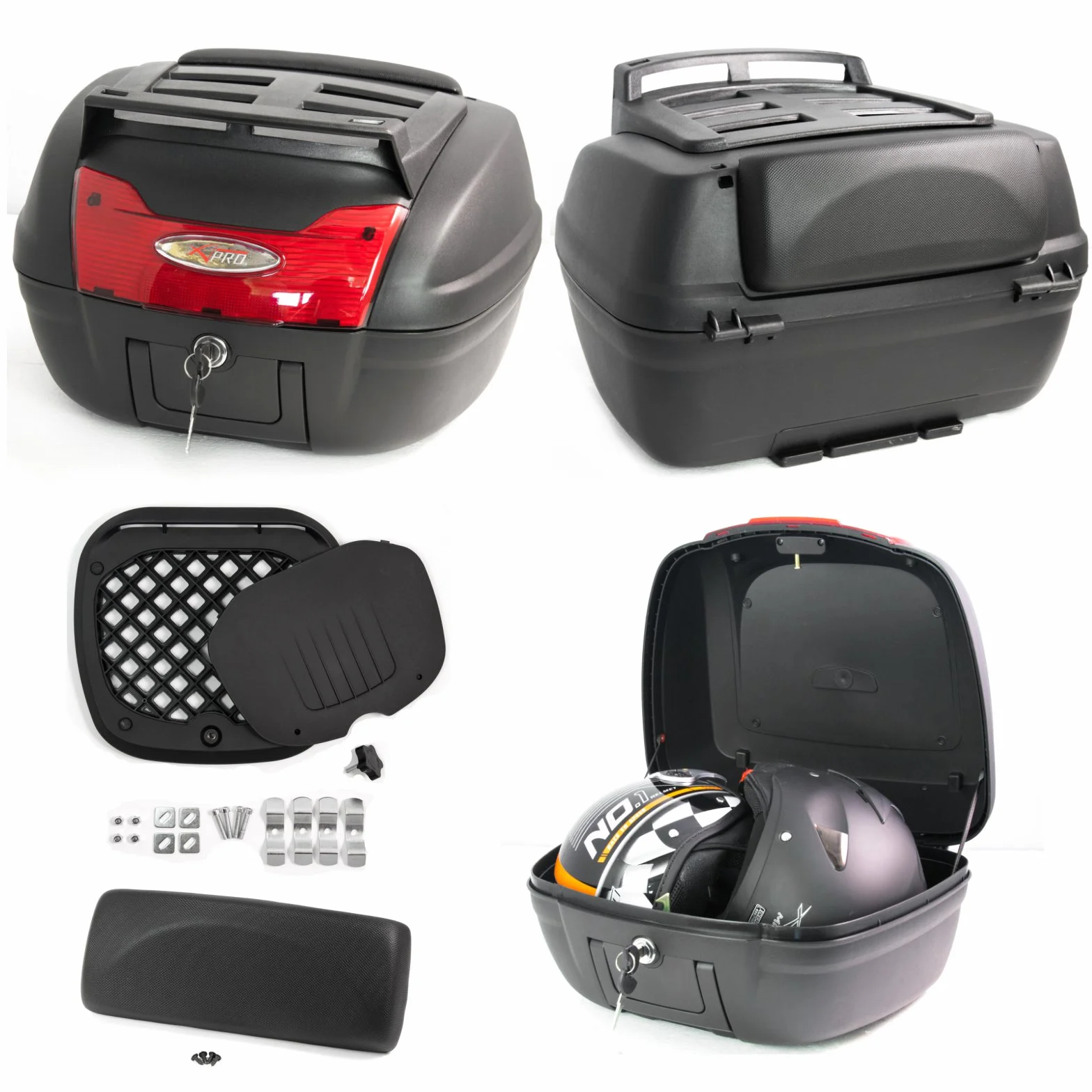 Bauletto Moto Scooter Baule Valigia Rigida Touring Universale Porta Pacchi Nero