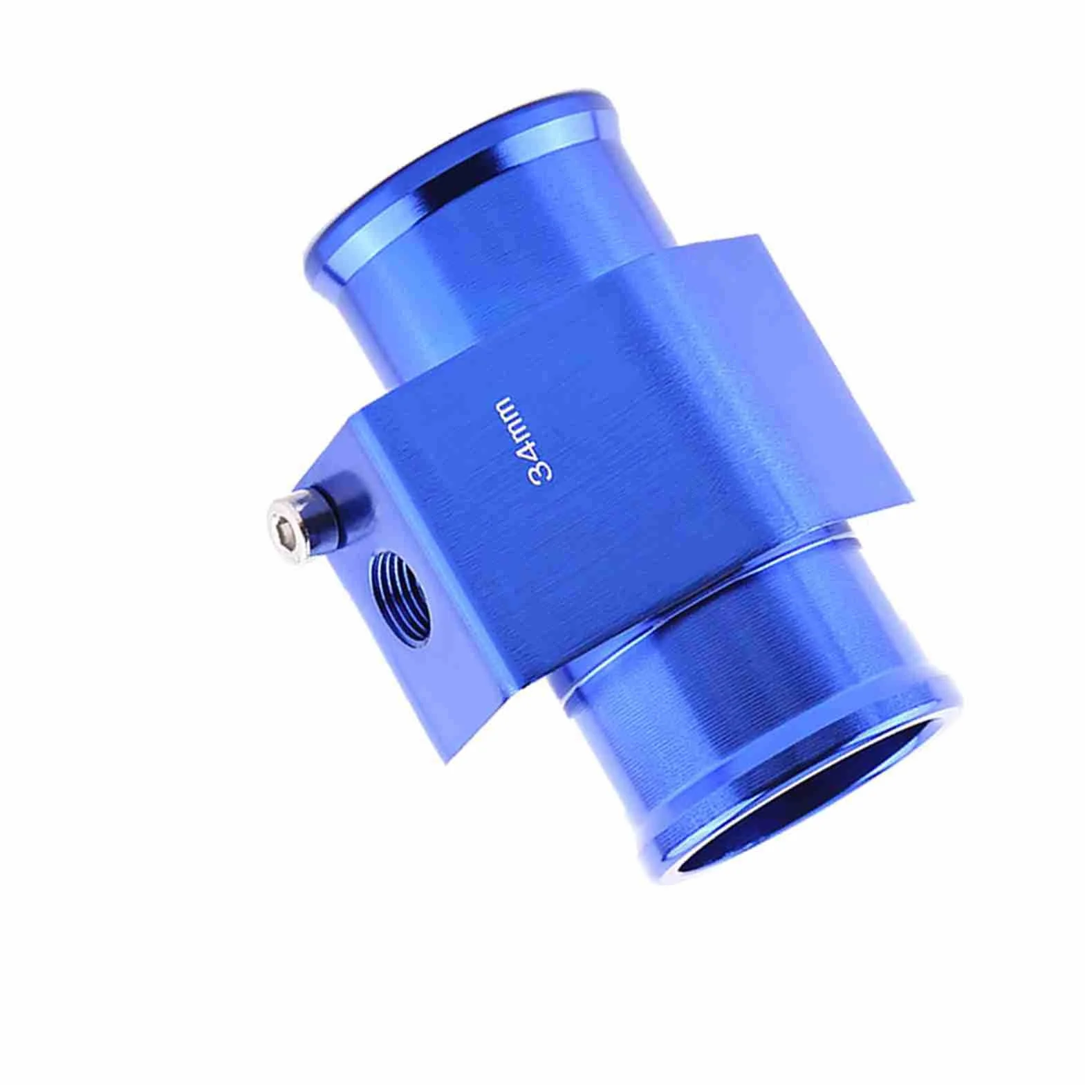 Giunto per la temperatura dell'acqua Giunto universale per la temperatura dell'acqua in alluminio per auto Raccordo per tubo del tubo del sensore Adattatore blu, 26 28 30 32 34 38 40mm(34mm)