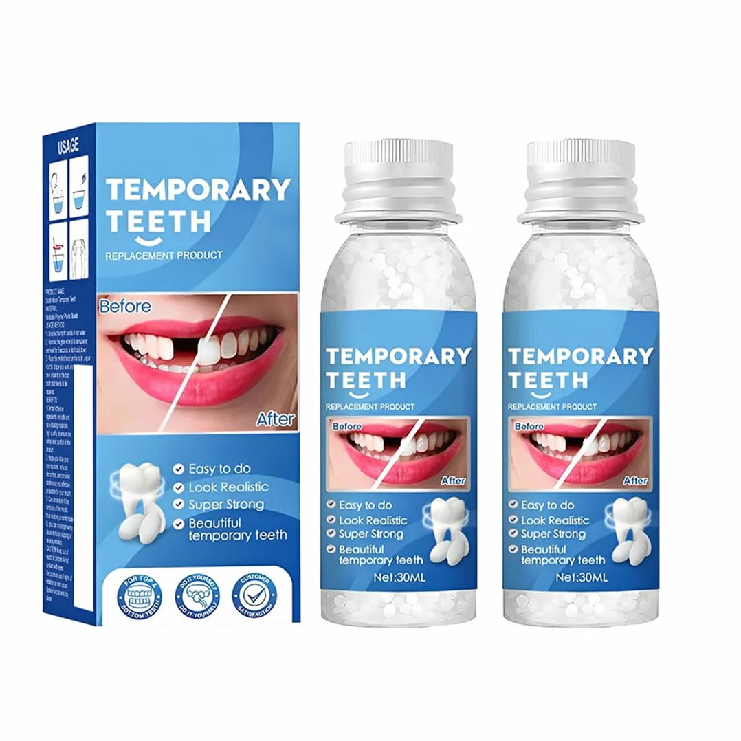 Kit di Riempimento Temporaneo Dente 30g, Cemento per Denti Finti Modellabili, Resina per Dente Rotto Mancante