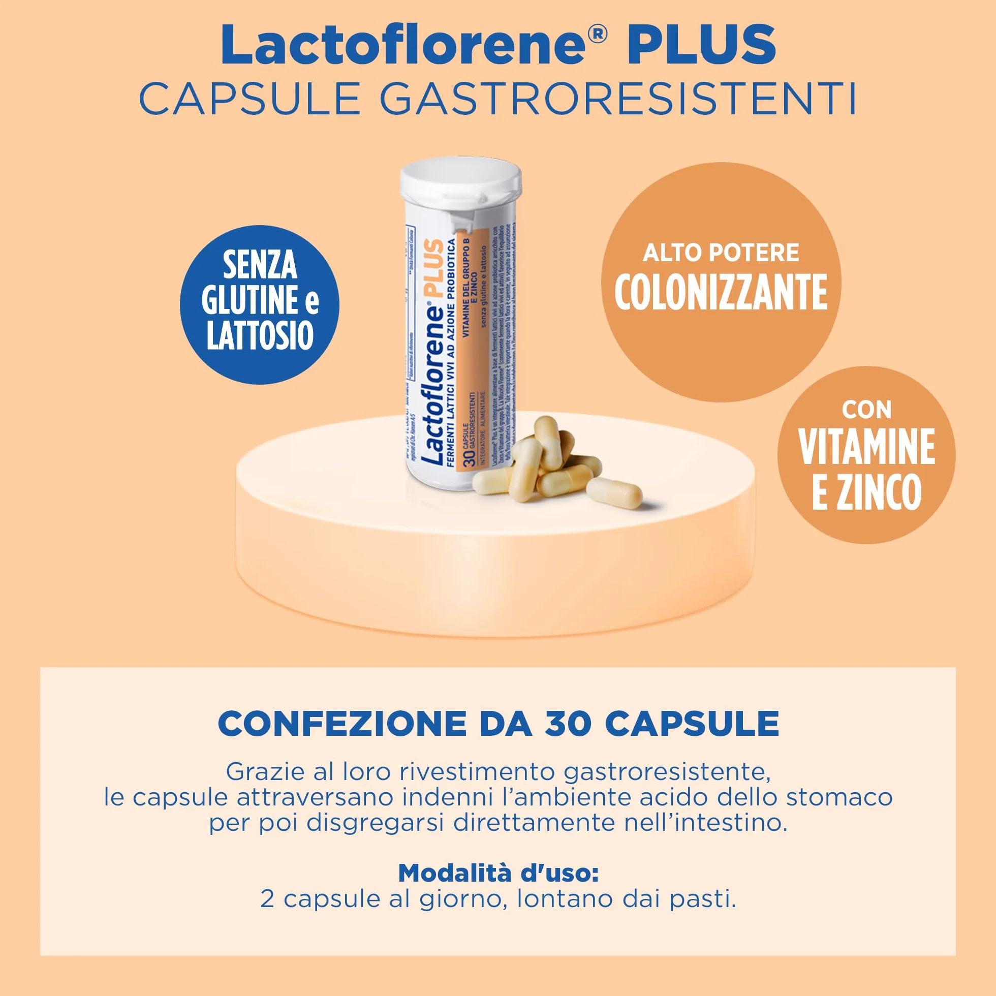 Lactoflorene Plus Integratore Fermenti Lattici Vivi 30+30 Capsule Gastroresistenti Zinco Vitamine B