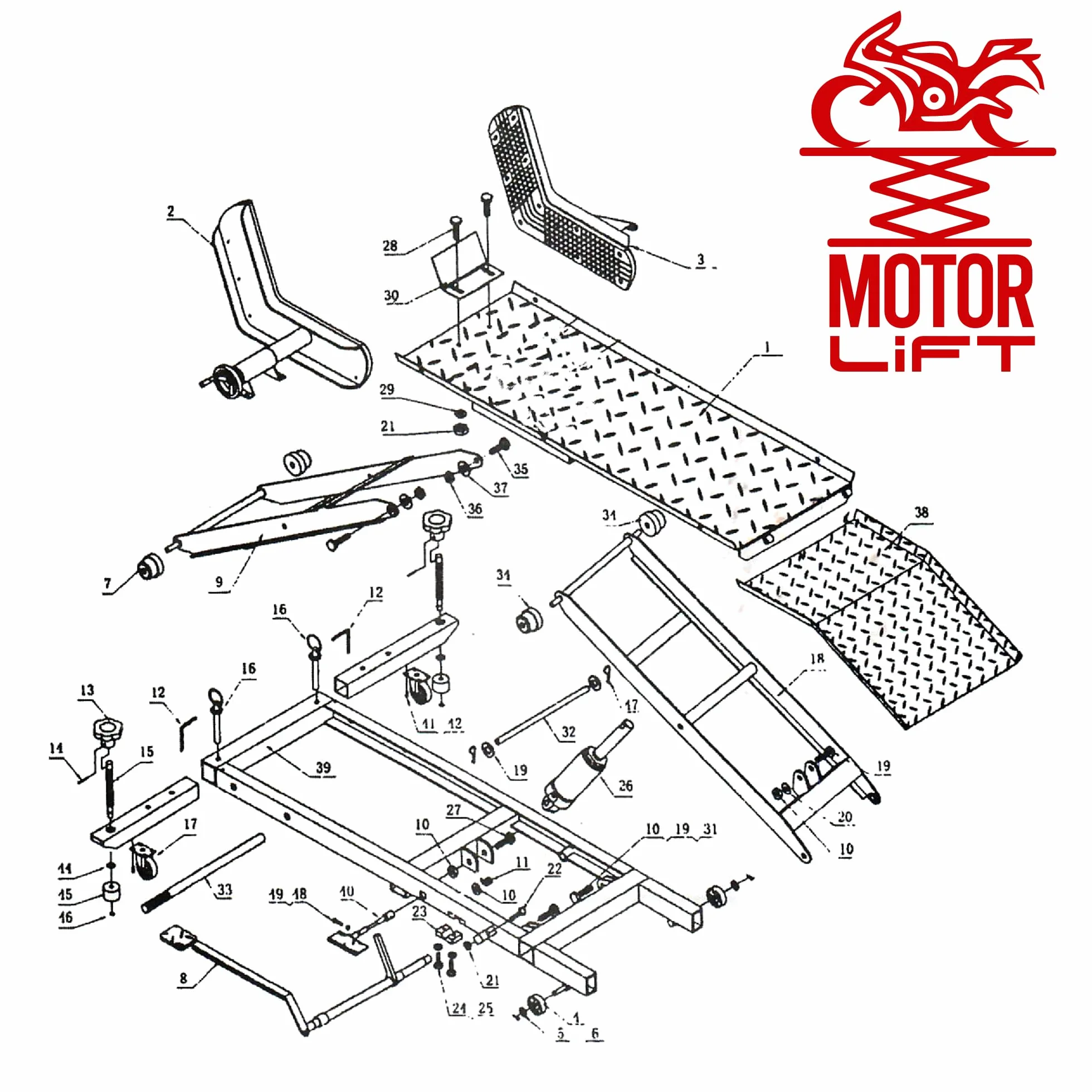 MotorLift450 Rampa di montaggio moto sollevatore idraulico 450 kg