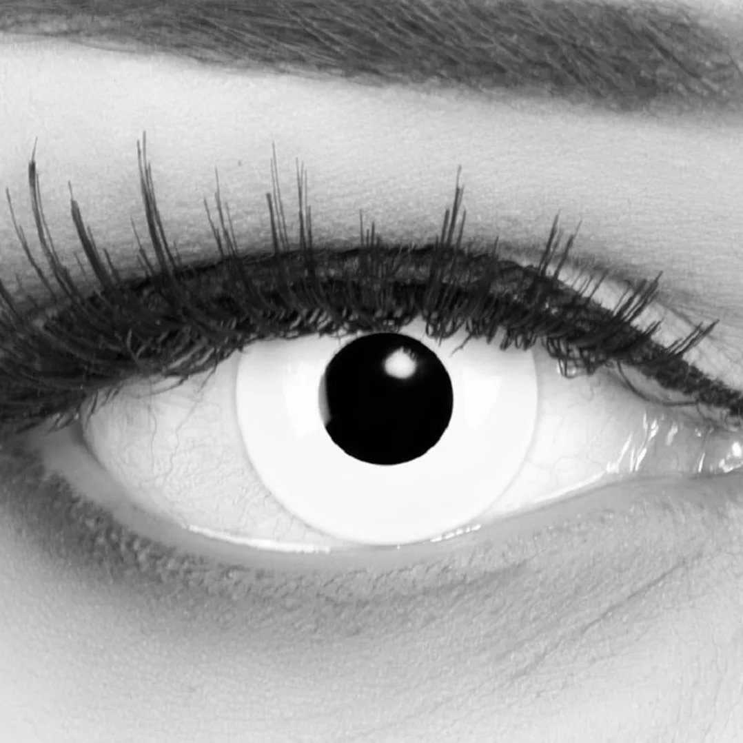 Funnylens Lenti a Contatto Colorate White Out Bianche Zombie Vampiro Morbide 1 Coppia