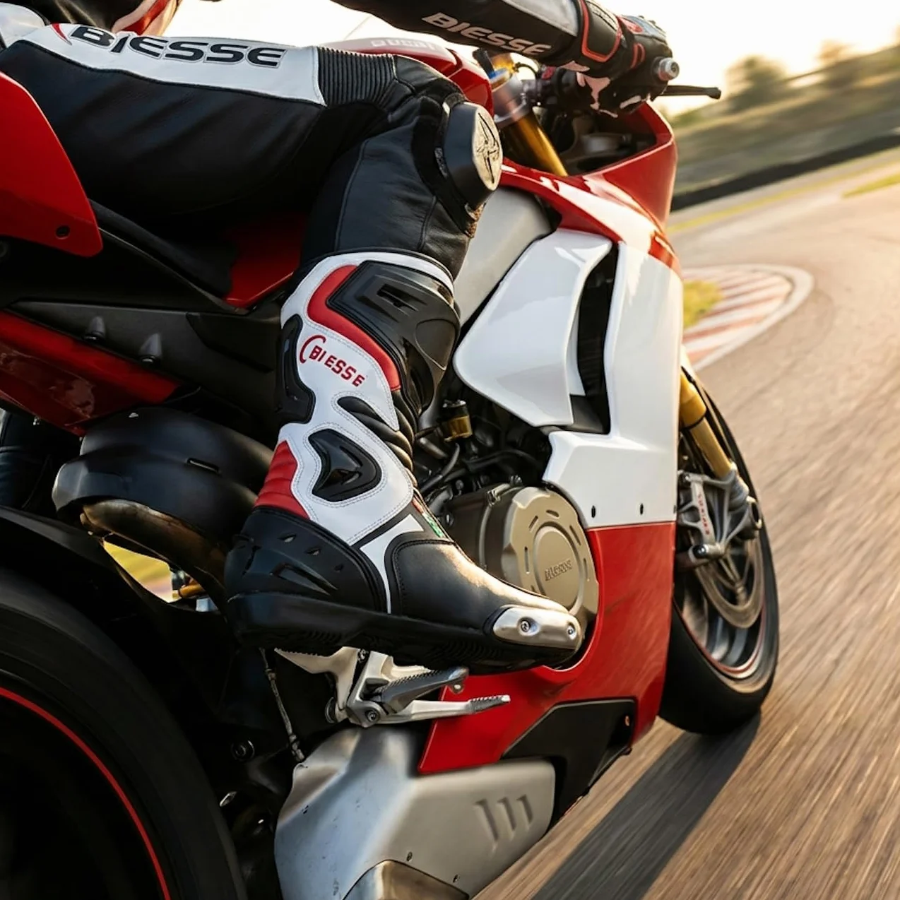 BS MOTO - Stivali Moto Pista Sport Racing, in Pelle Pista Professionale Traspirante