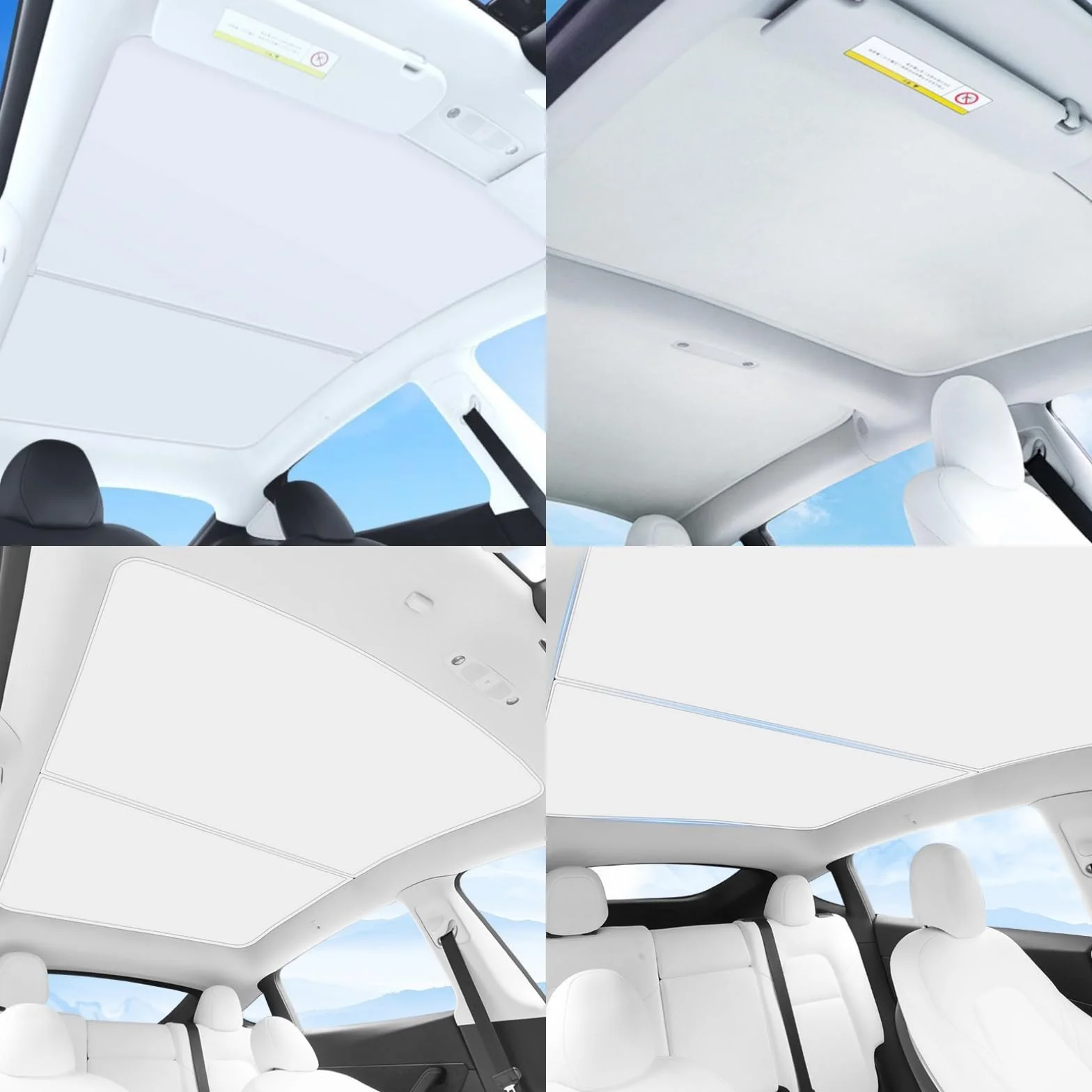 Model 3 Tetto Parasole Tendina parasole per tettuccio apribile compatibile con Tesla Model 3 2021 2022 2023 - Copertura parasole in vetro con isolamento termico UV, Visiera Tetto (White, Model 3)