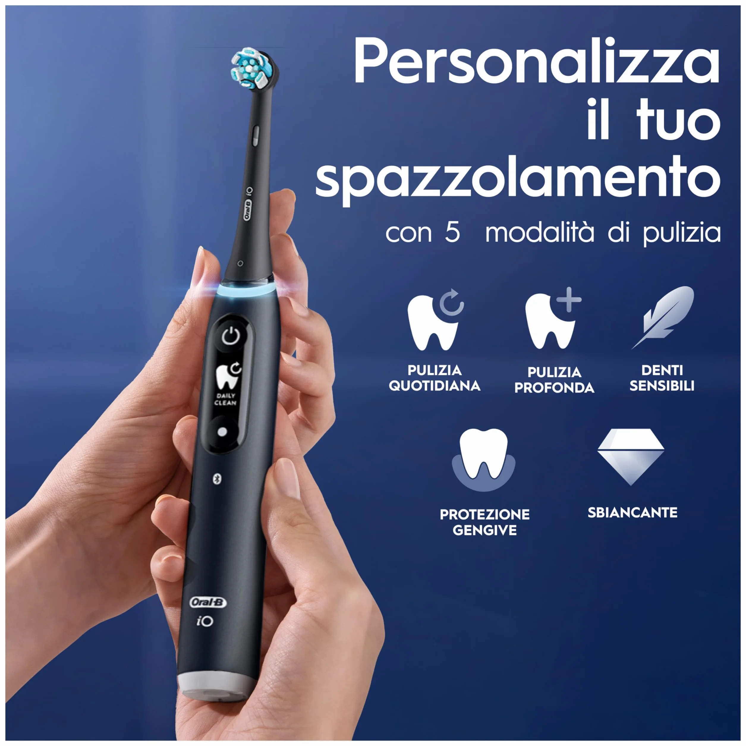 Oral-B iO 6N Spazzolino Elettrico Ricaricabile Nero, 2 Testine, Custodia + Dentifricio