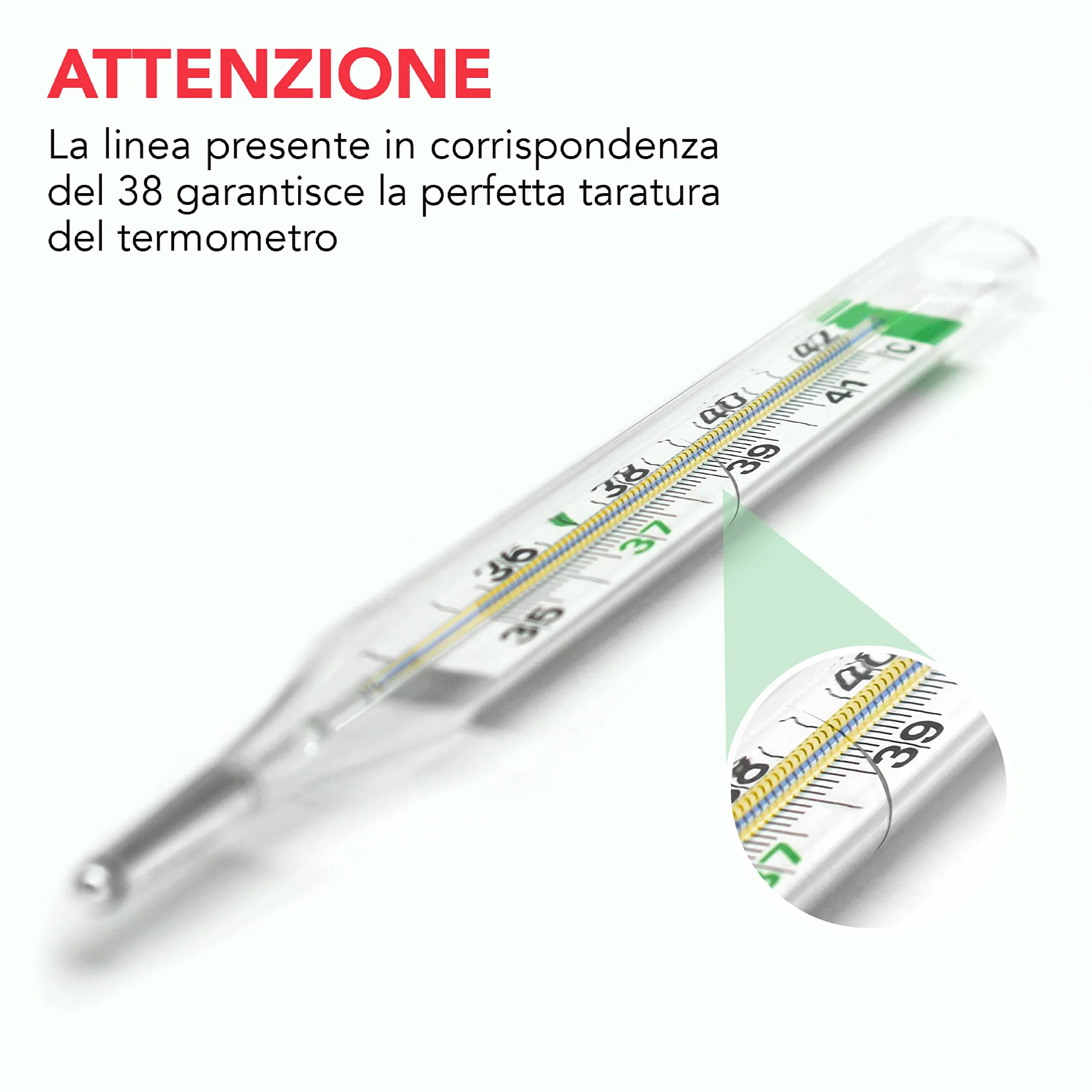 Termometro Clinico in Vetro per Febbre AIESI 2 Pezzi al Gallio Senza Mercurio