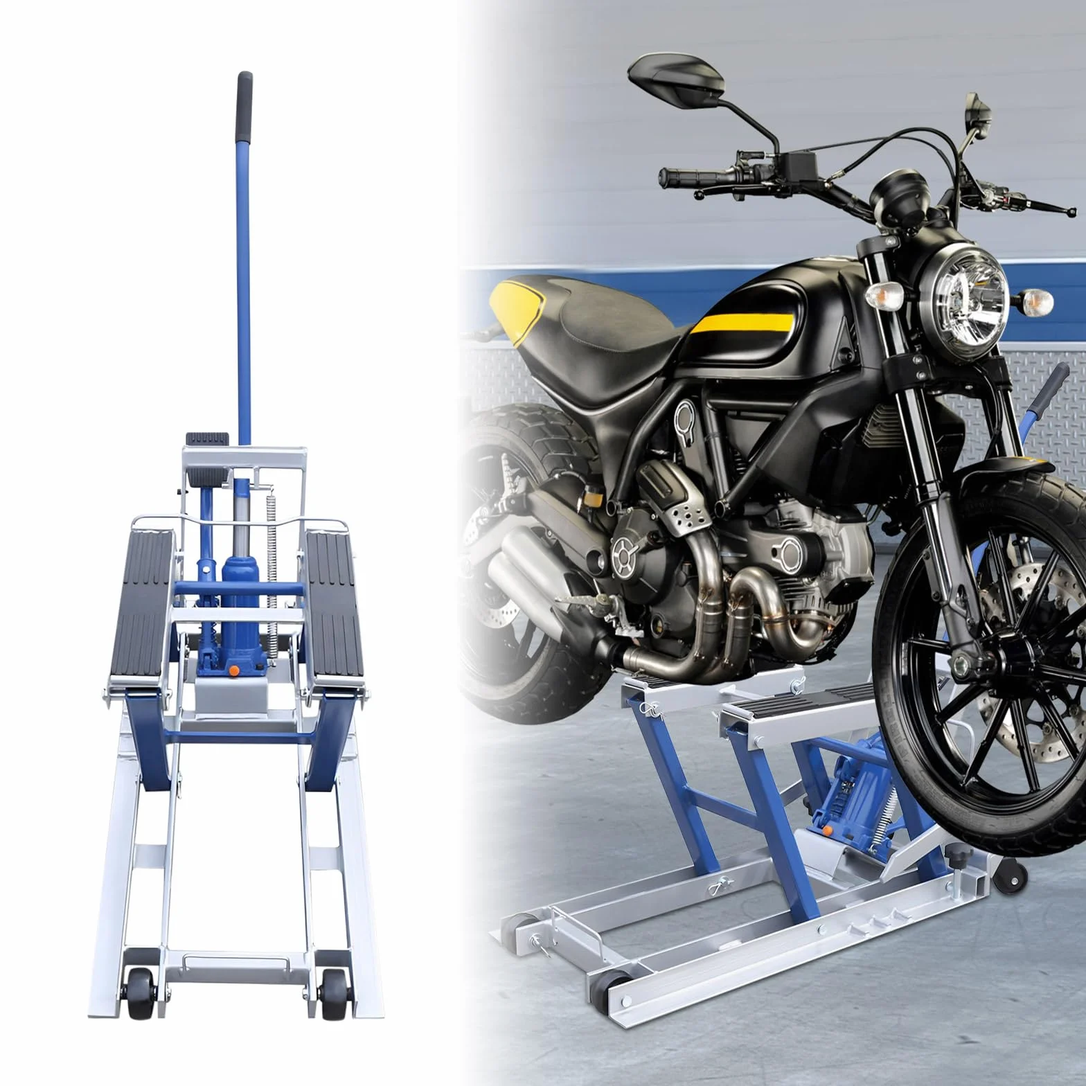 Sollevatore per Moto 680 kg 12-38,7 cm Altezza Regolabile Blu Argento