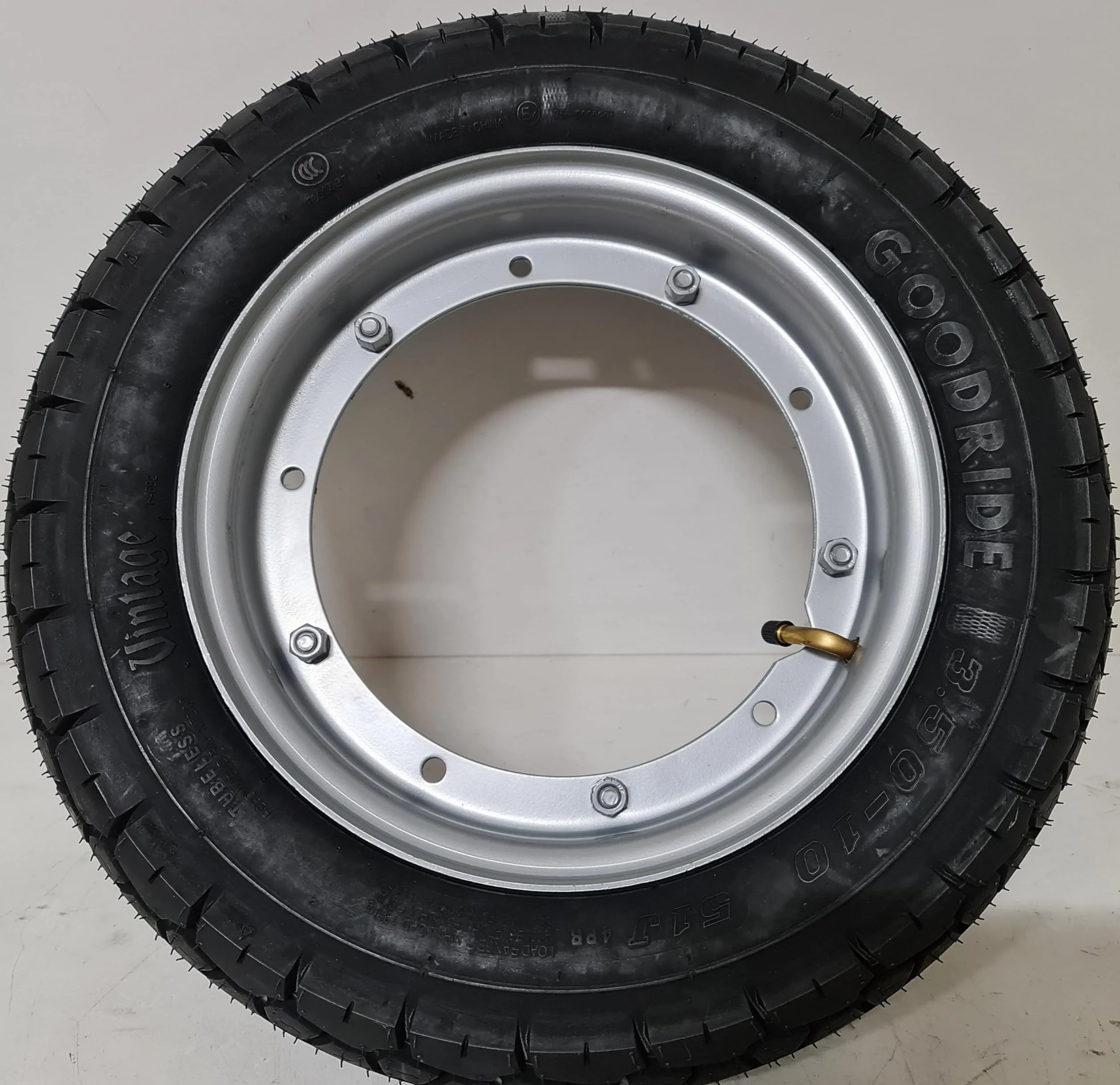 Ruota Completa 3.50-10 51J Tubeless per Piaggio Ape 50 Copertone Cerchio Montata