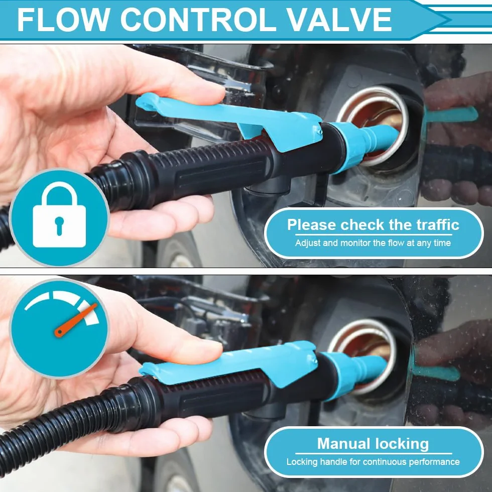 Pompa a trasferimento elettrico, pompa a benzina per tanica con ugello di controllo del flusso, pompa di travaso elettrica batteria pompa olio portatile 2.4 GPM (9 L/min), pompa di carburante