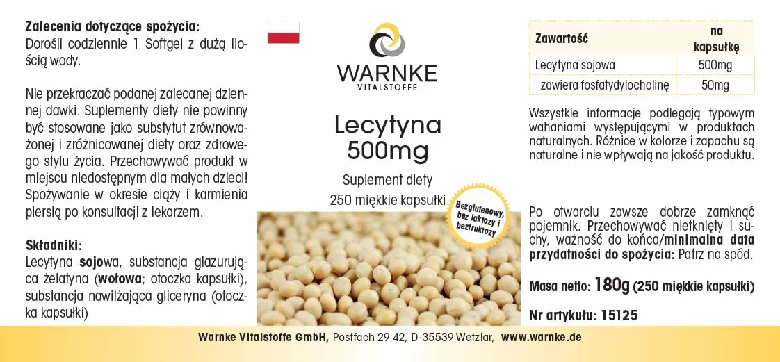 Lecitina 500mg 250 Softgel Warnke Vitalstoffe