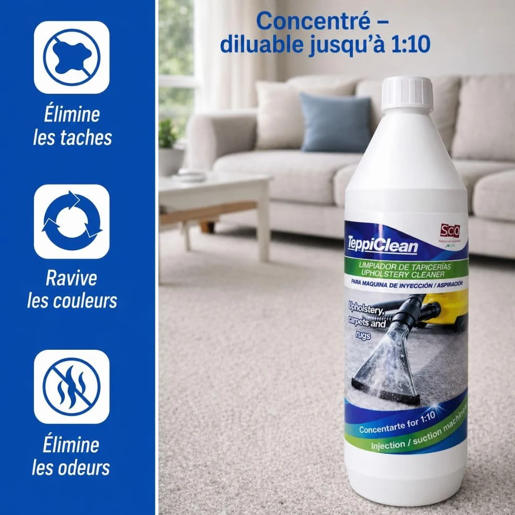 Detergente Tappezzeria Concentrato Professionale per Macchine a Iniezione-Estrattore e Aspiratori Liquidi, Rimuove Macchie e Odori, per Divani Auto Tappeti Materassi