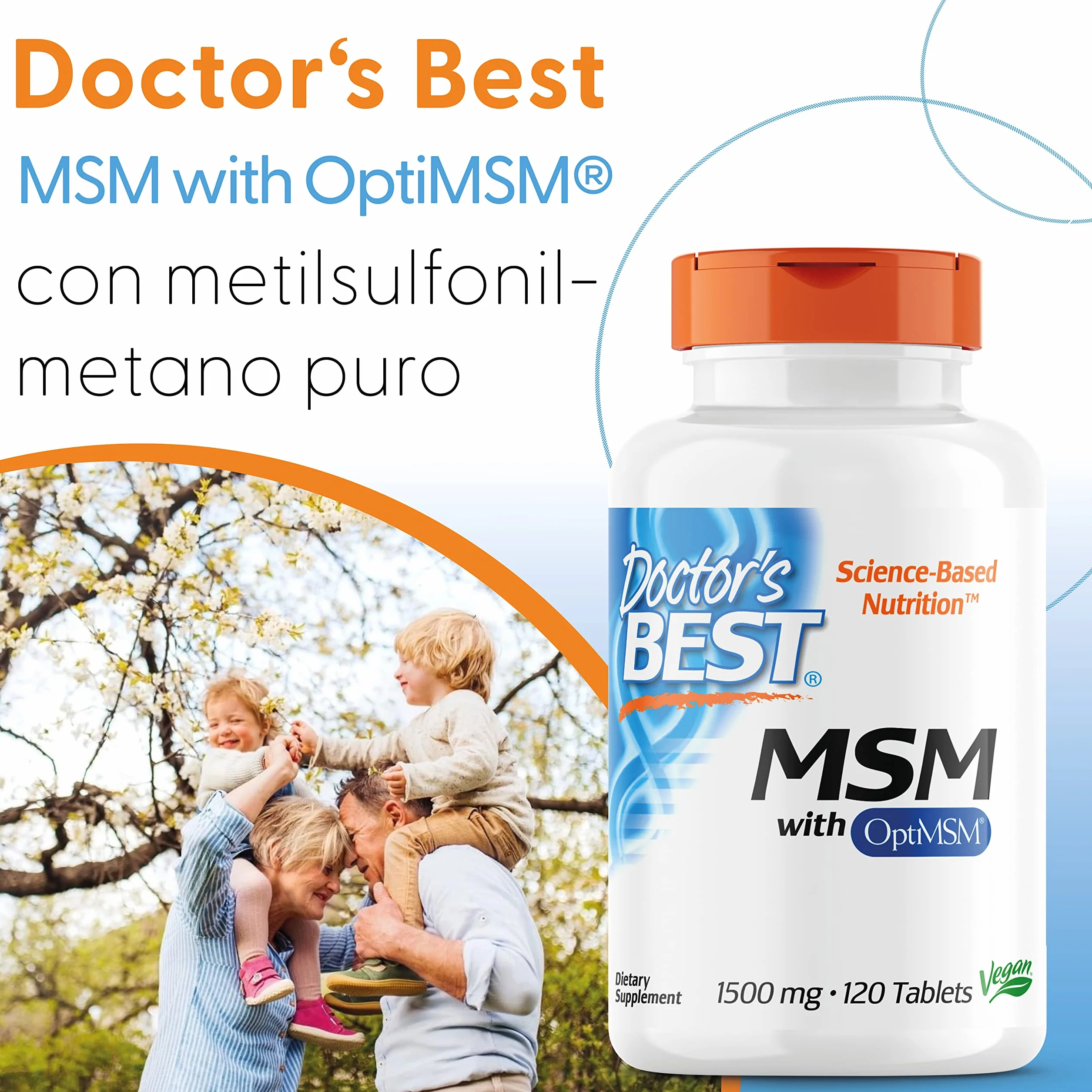 Doctor's Best MSM con OptiMSM 1.500mg 120 Compresse Vegane Zolfo Naturale