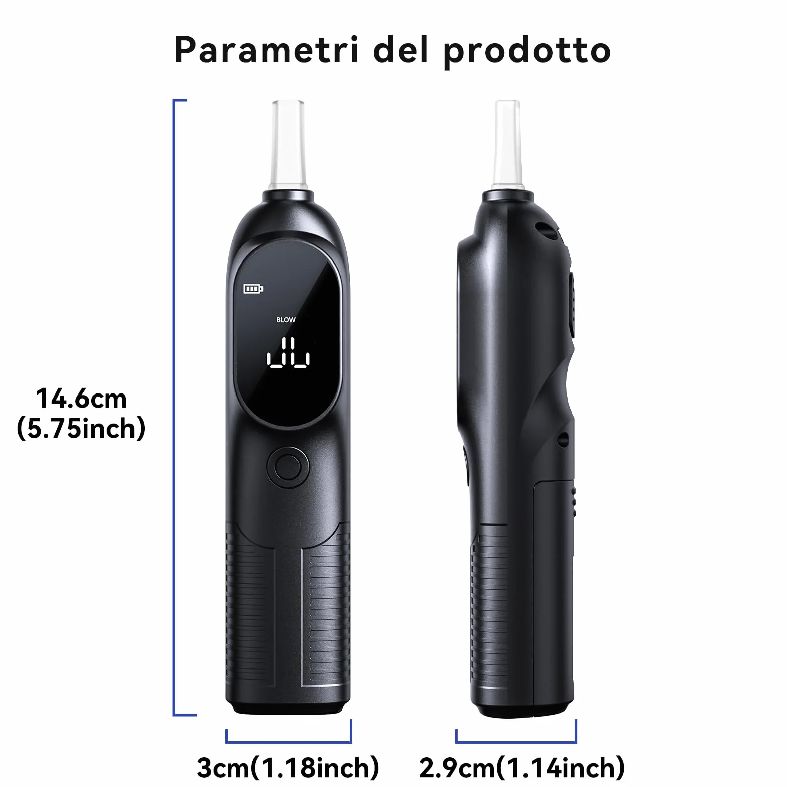 Etilometro Professionale ad Alta Precisione con Sensore Intelligente e Display Retroilluminato, Analizzatore Portatile del Respiro