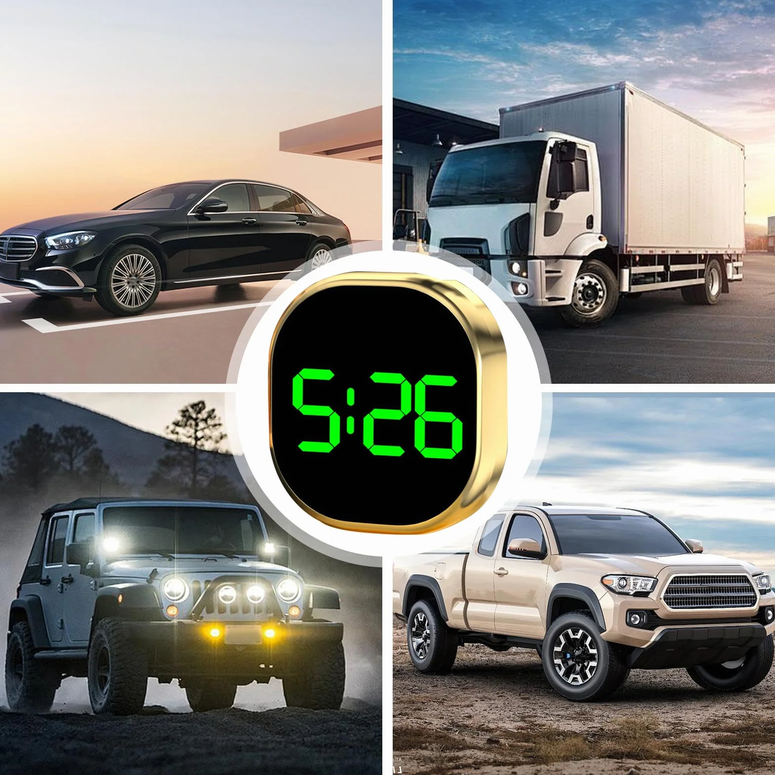 Orologio Adesivo per Cruscotto Auto,Orologio Digitale Automobilistico Adesivo con Display LCD | Orologio Da Tavolo Con Schermo LCD Leggibile Per Auto E Camion