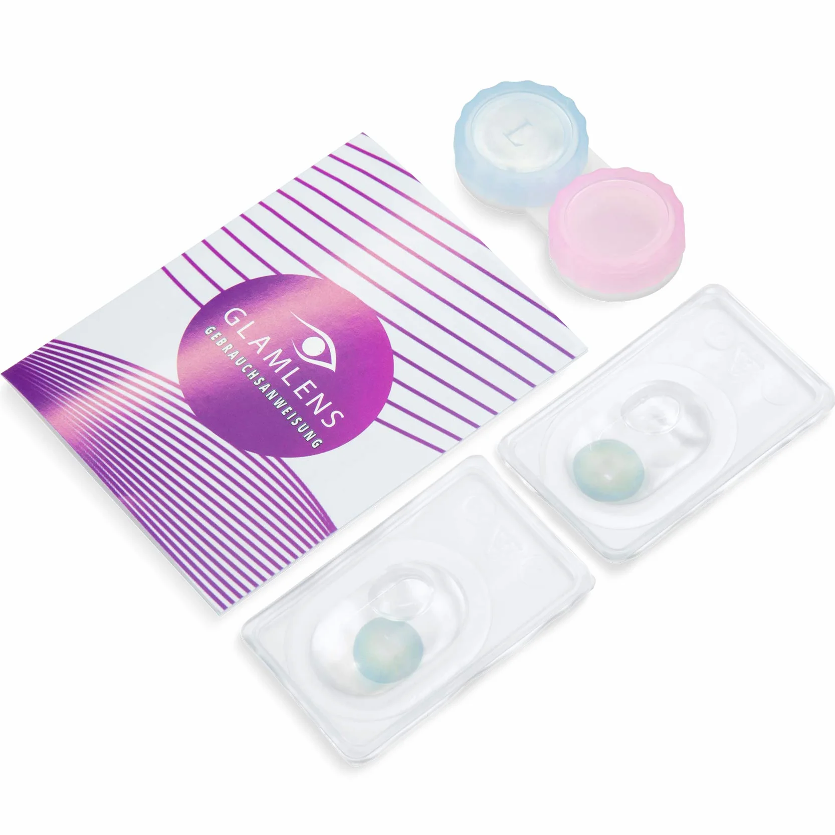 GLAMLENS Lenti a Contatto Colorate Jasmin Blue - Mensili, Blu Naturali, Silicone Idrogel, 2 Pezzi, DIA 14.0, 0.00 Diottrie