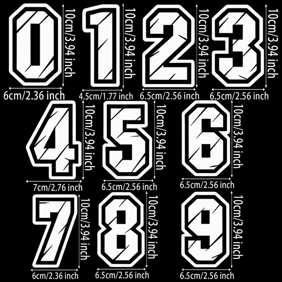 10 adesivi impermeabili in vinile da 10 cm, con numeri da 0 a 9, adatti per auto, moto, laptop, furgoni, finestre, porte, pareti | #DZ213 (bianco)
