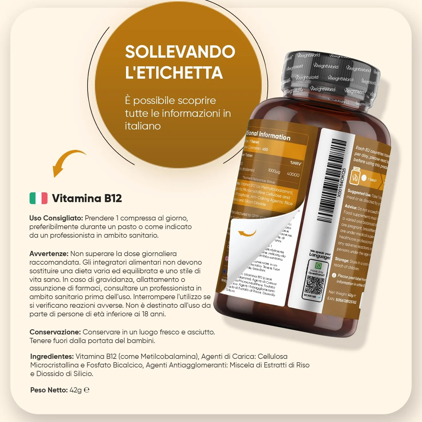Vitamina B12 Metilcobalamina 1000mcg 450 Compresse Vegane 14 Mesi Fornitura