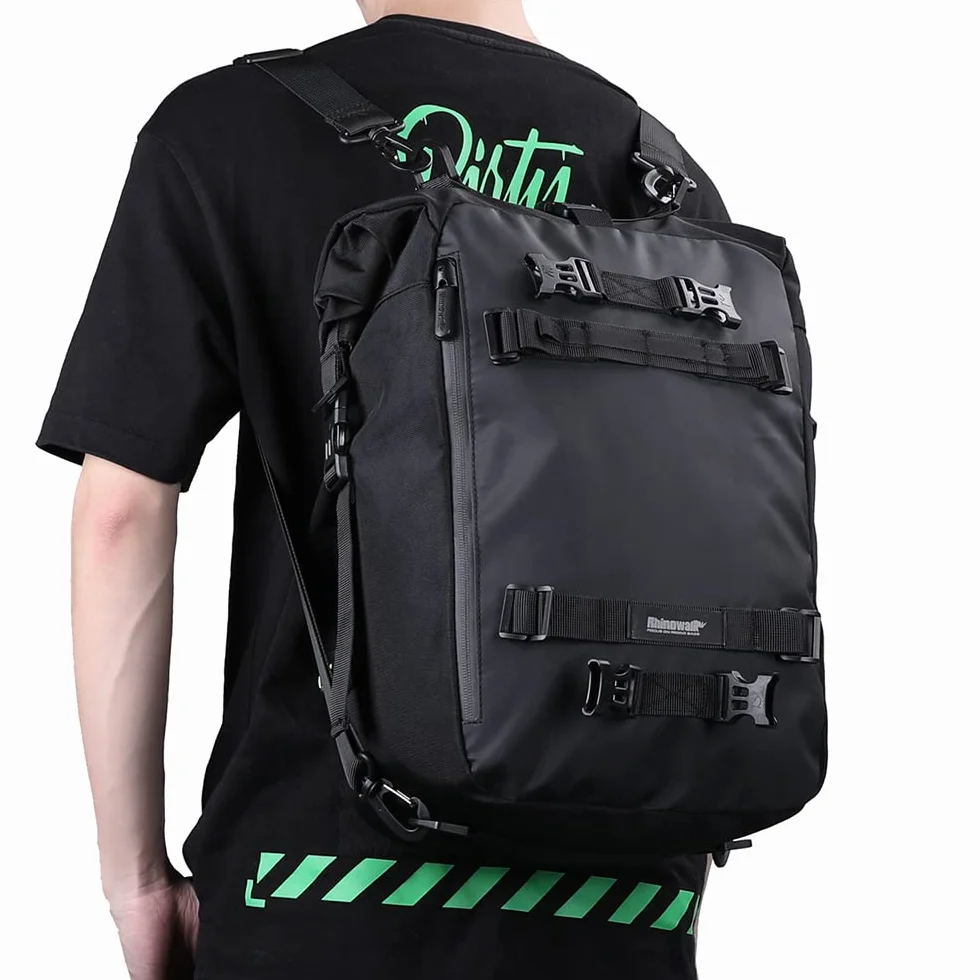 Rhinowalk Borsa laterale moto 20 l impermeabile nero