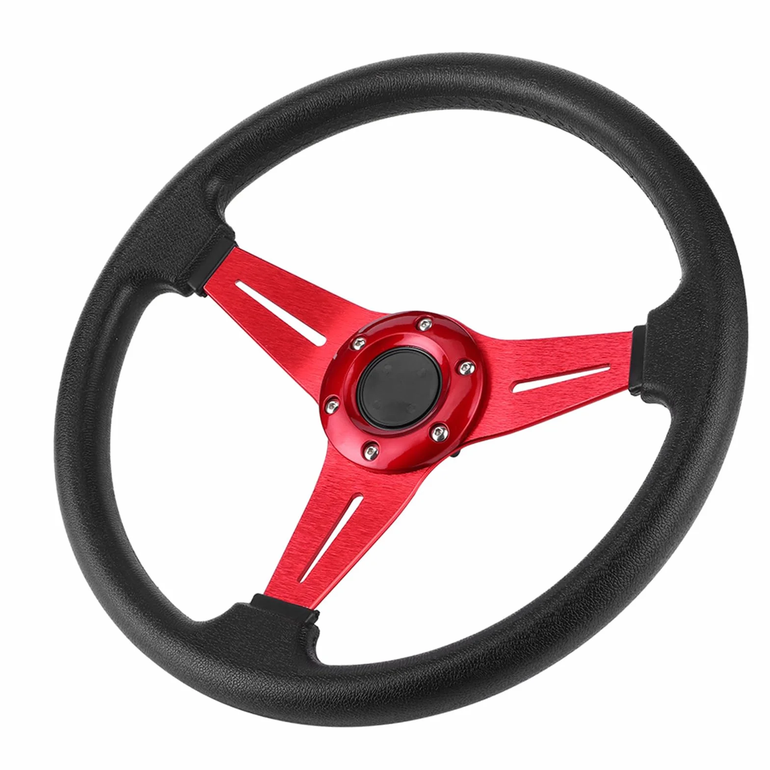 Ausla Volante 14 Pollici, Volante Alla Deriva in Lega di Alluminio PU, Impugnatura Comoda, Facile Installazione per gli Appassionati di Auto (rosso)